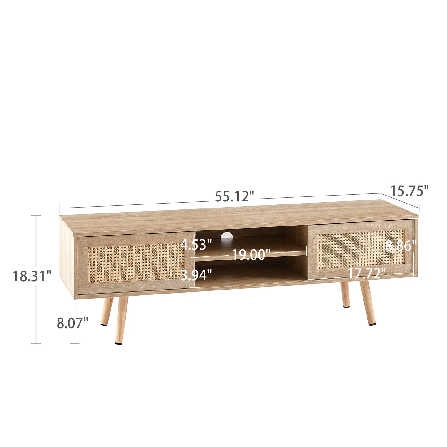 55.12" Rattan TV Cabinet