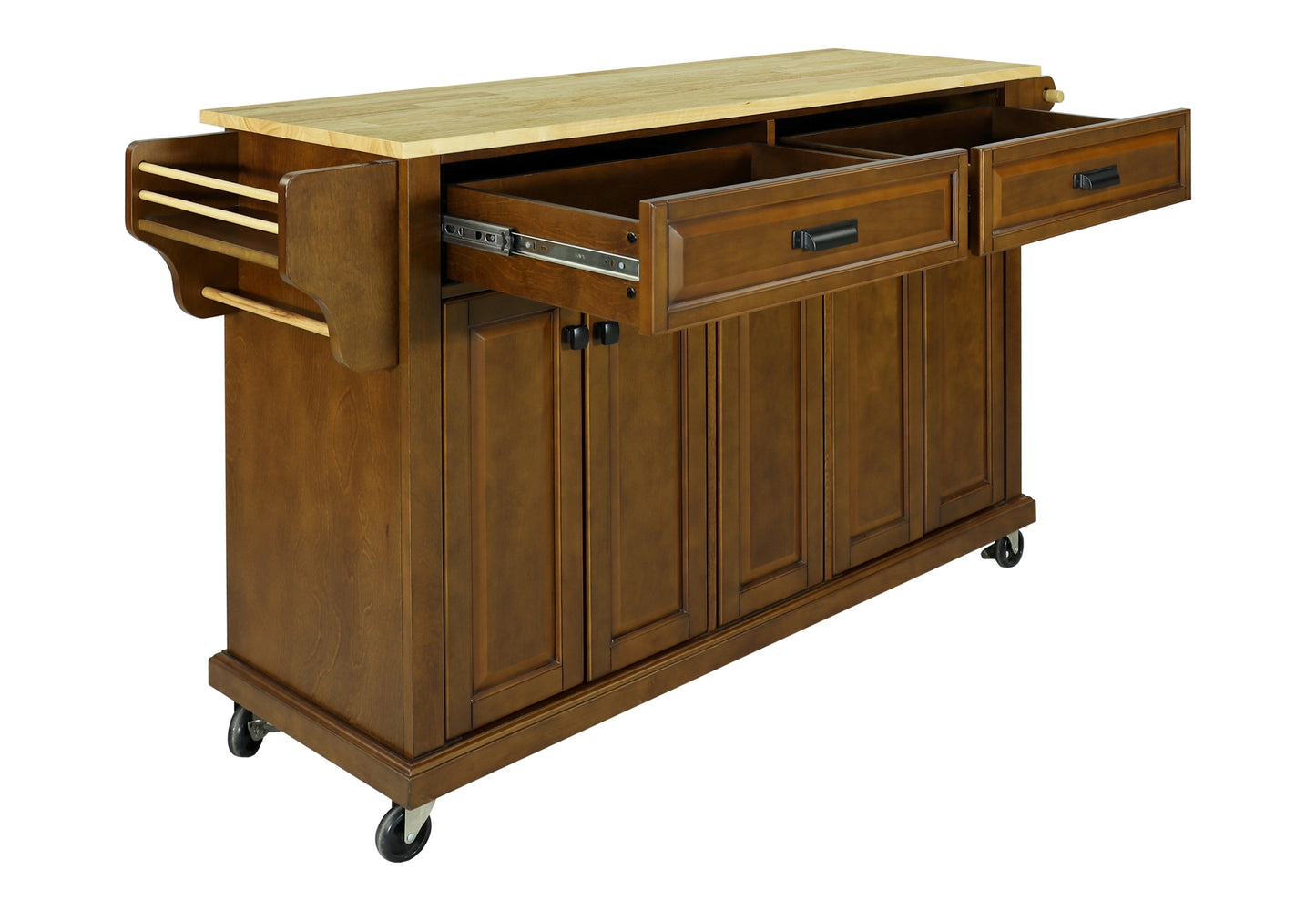 Cambridge Natural Wood Top Kitchen Island with Storage