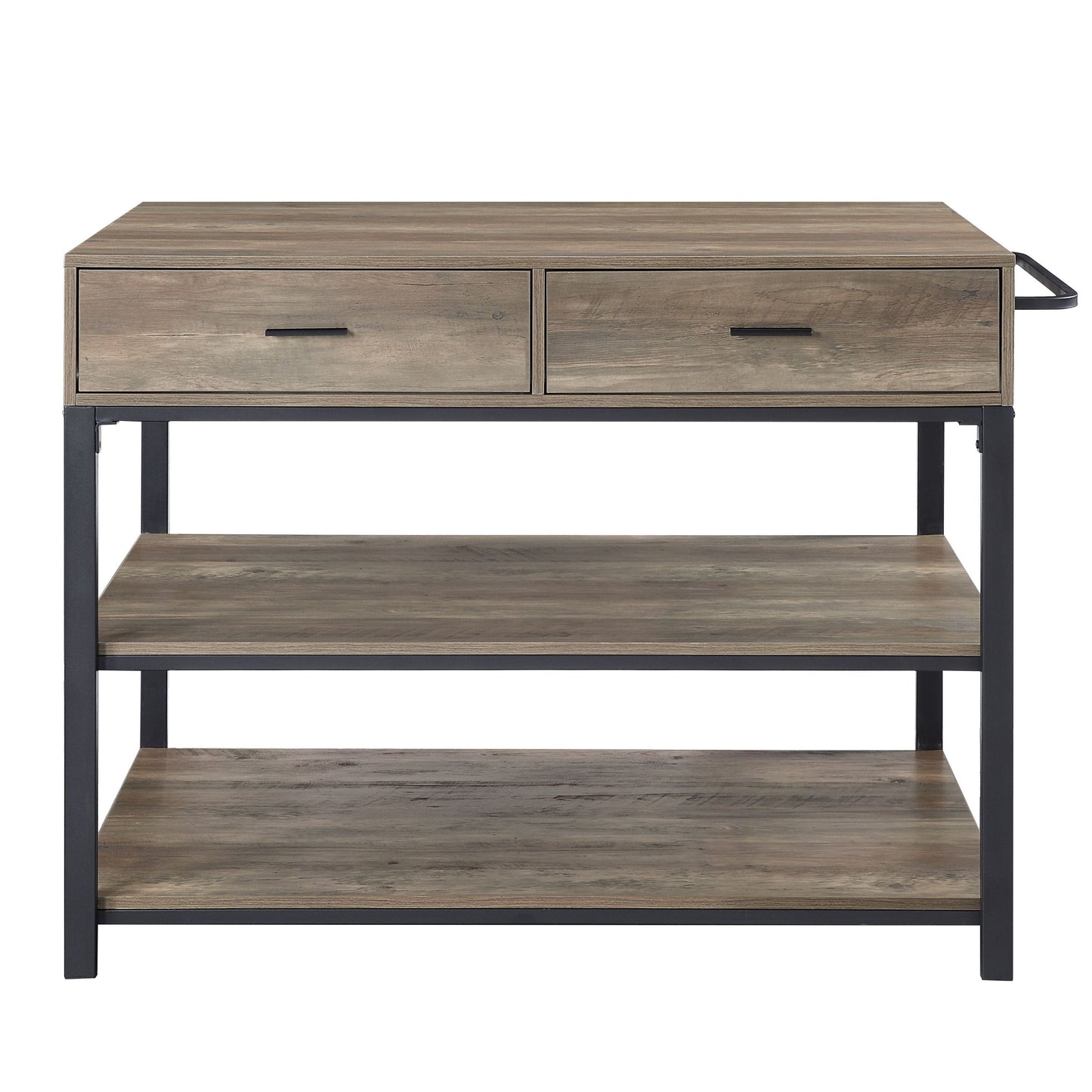 ACME Macaria Kitchen Island Rustic Oak & Black Finish