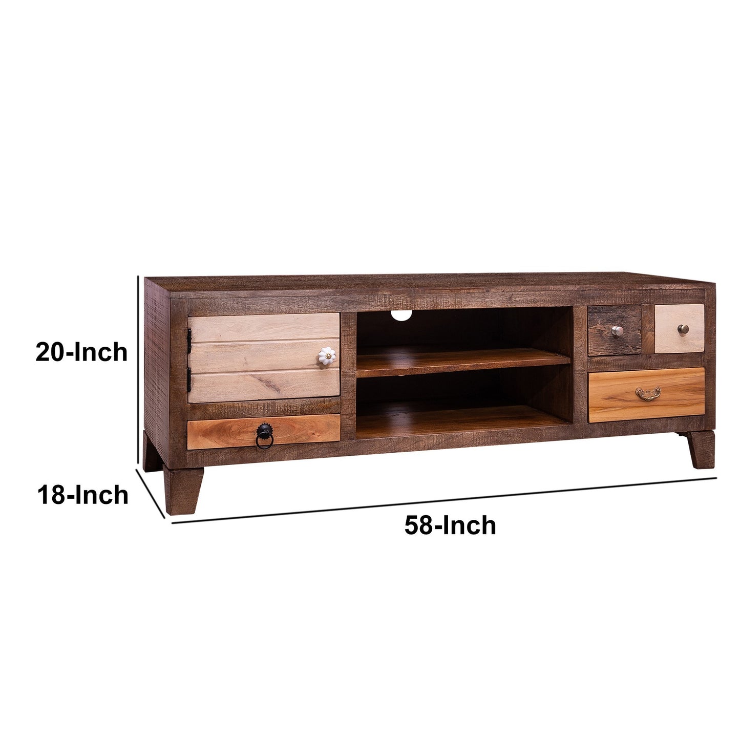 57" 4 Drawer Mango Wood Media Console Cabinet