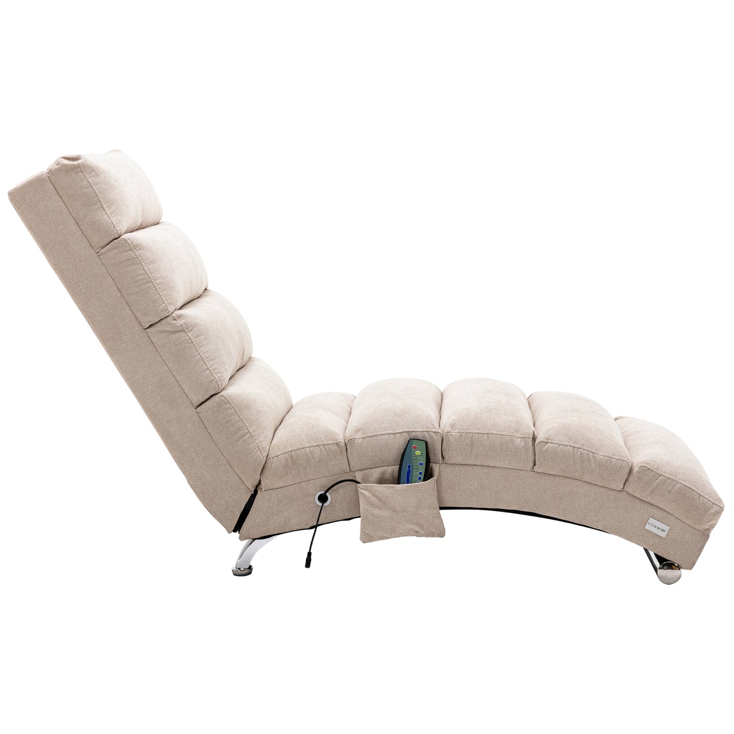 Linen Chaise Lounge Indoor Chair, beige