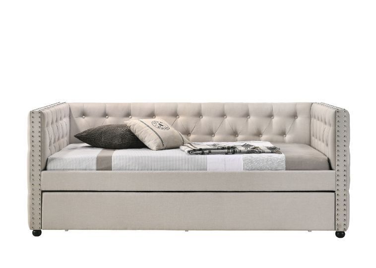 ACME Romona Full Daybed & Twin Trundle Beige Fabric