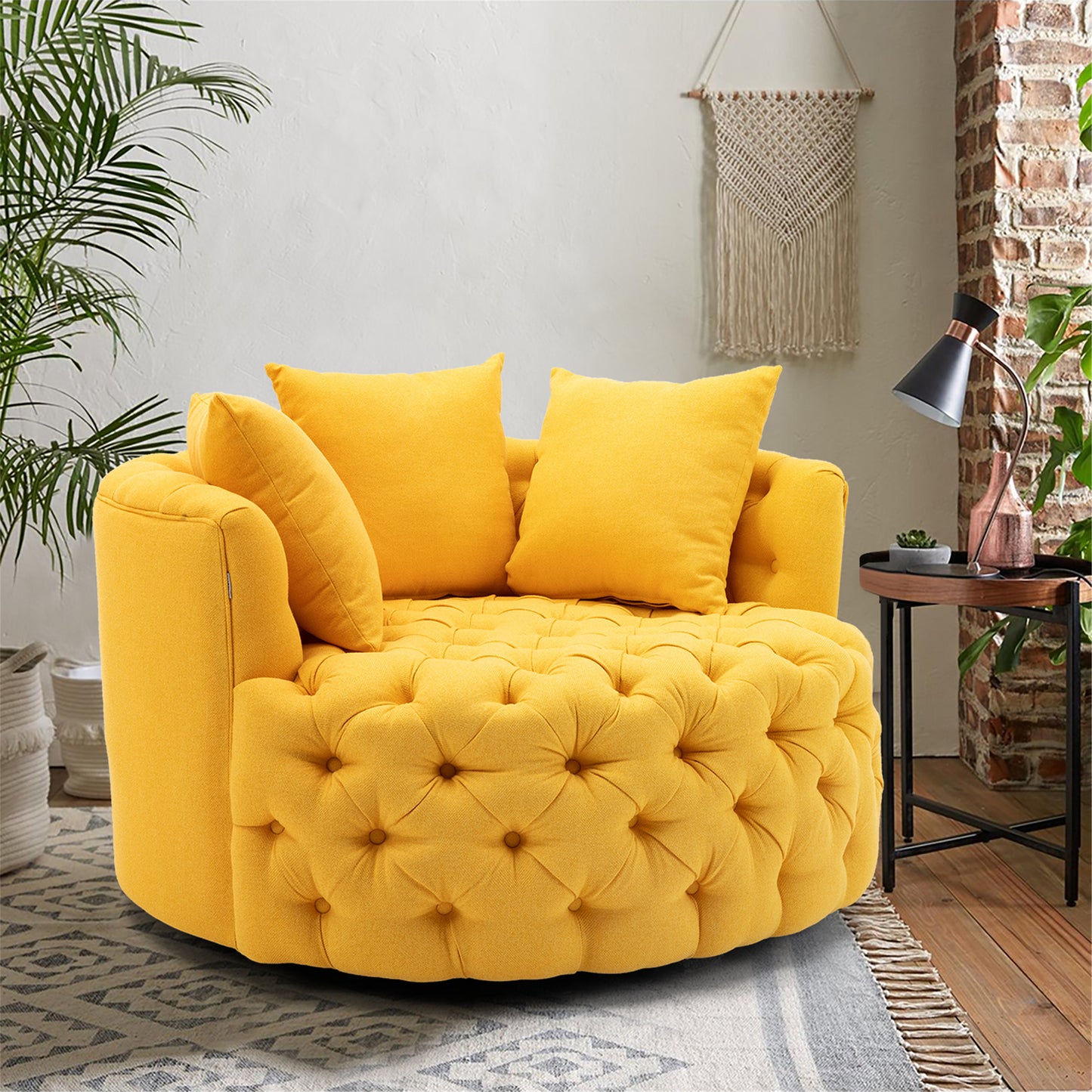 Modern Swivel Accent Chair, yellow