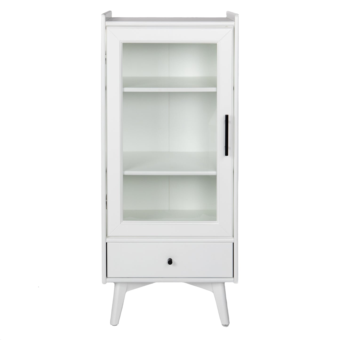 Modern Bathroom Storage Cabinet & Floor Standing cabinet with Glass Door with Double Adjustable Shelves and One Drawer, Extra Storage Space on Top, White(19.75"×13.75"×46")