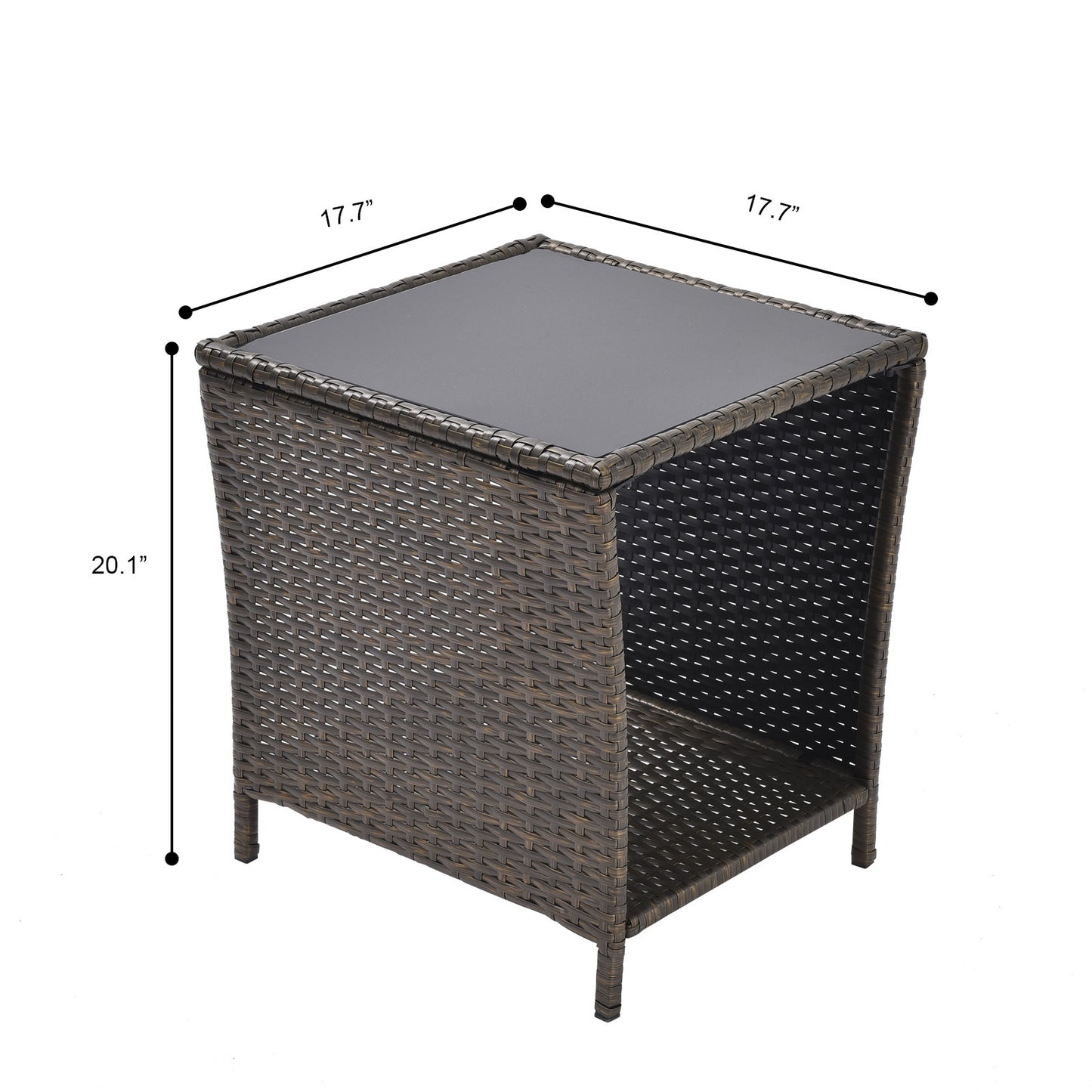 Black and Gold Rattan Patio Side Table