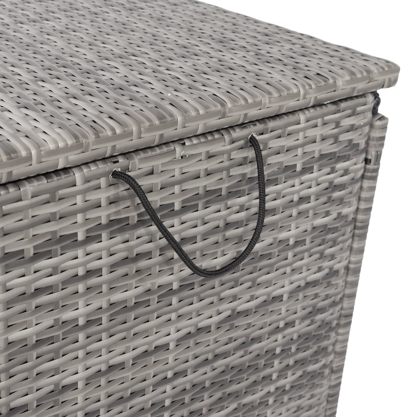 Outdoor Storage Box, 113 Gallon Wicker Patio Deck Boxes with Lid, Outdoor Cushion Storage Container Bin Chest for Kids Toys, Pillows, Towel Grey