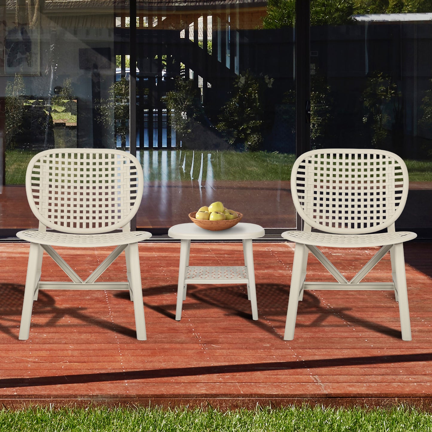 3pcs Hollow Design Retro Patio Table Chair Set for Balcony