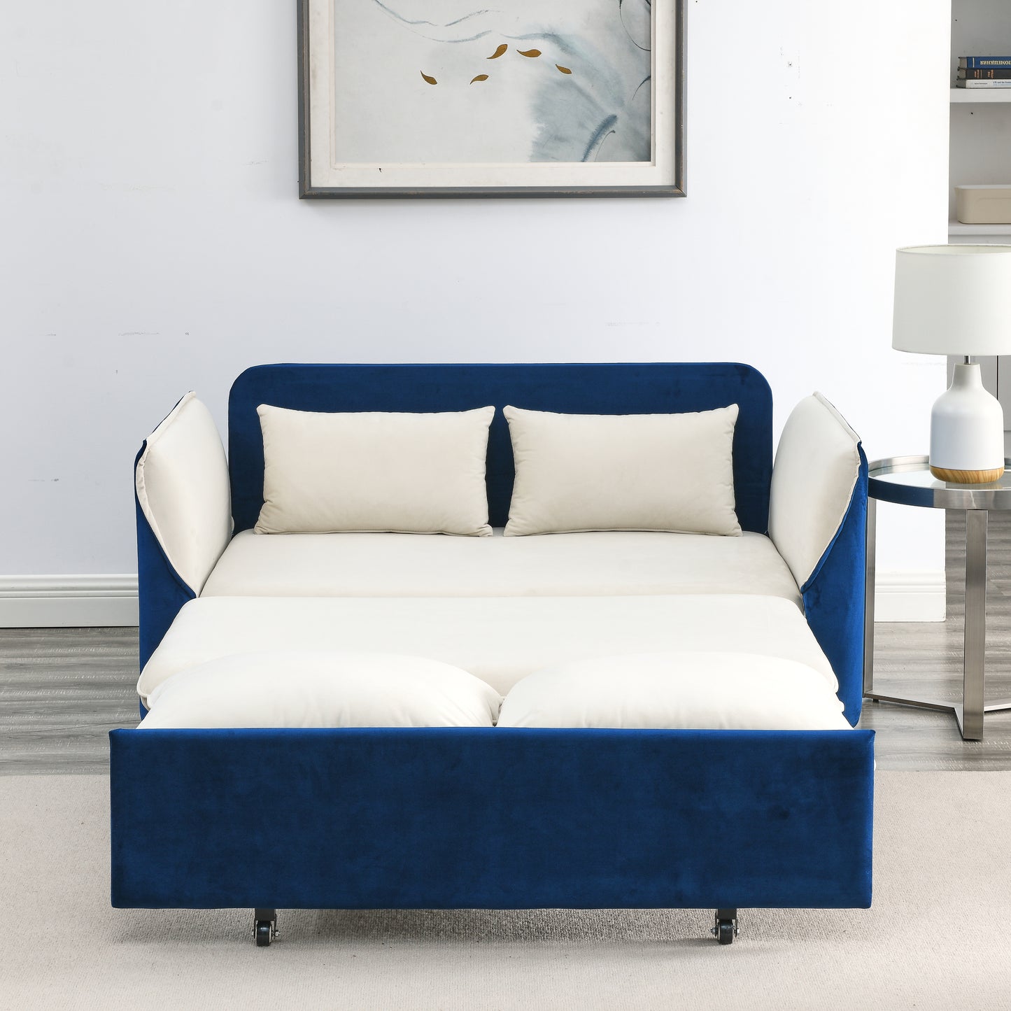 MH 57" Modern Convertible Sofa Bed with 2 Detachable Arm