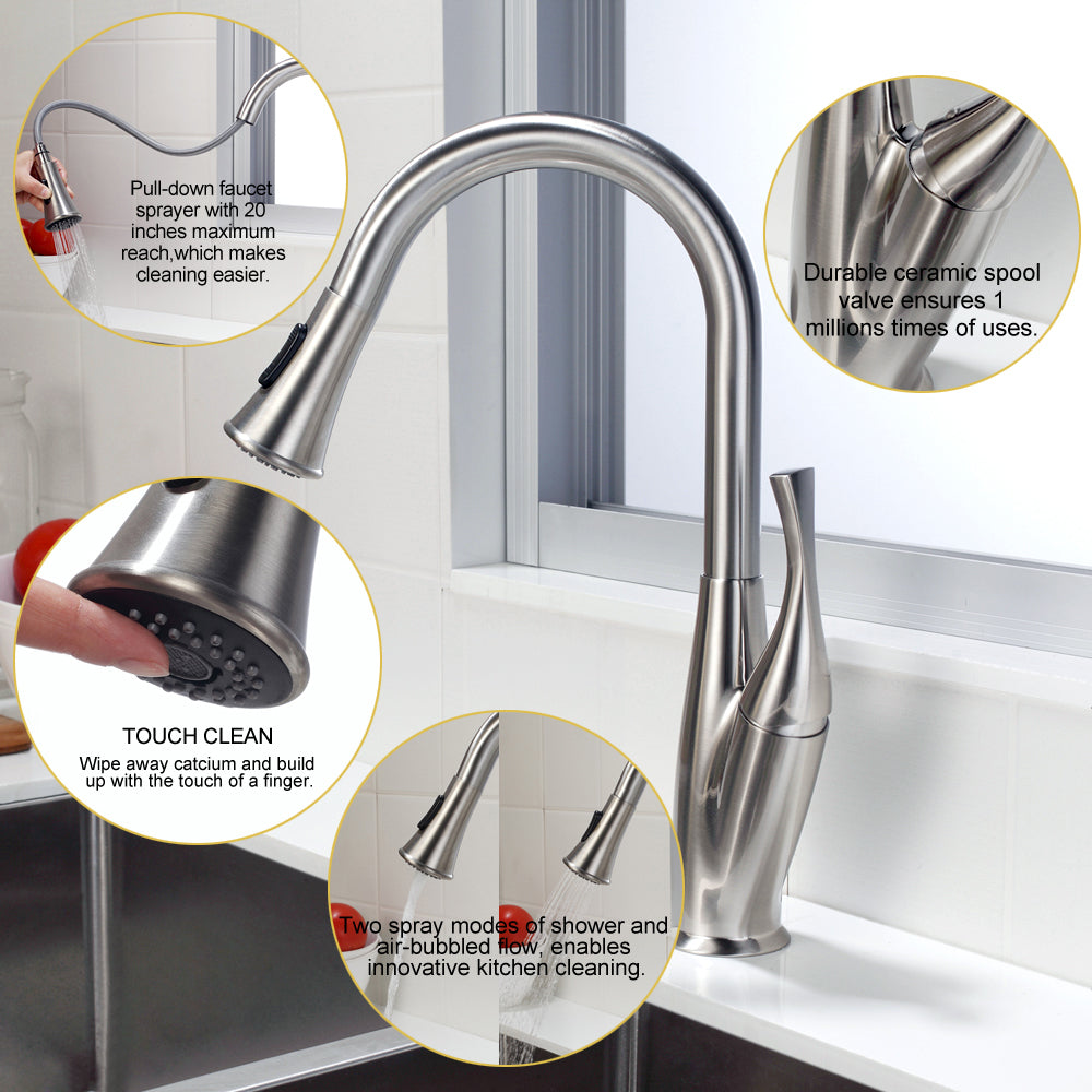 Kitchen Faucet with Pull Out Spraye,Brushed Nickel