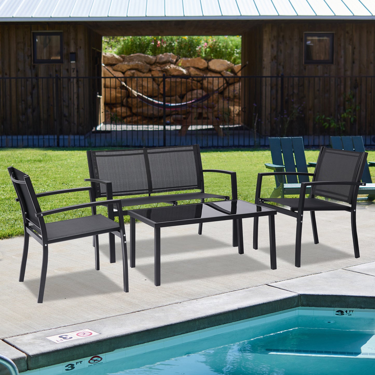 4pcs Rattan Patio Furniture Set