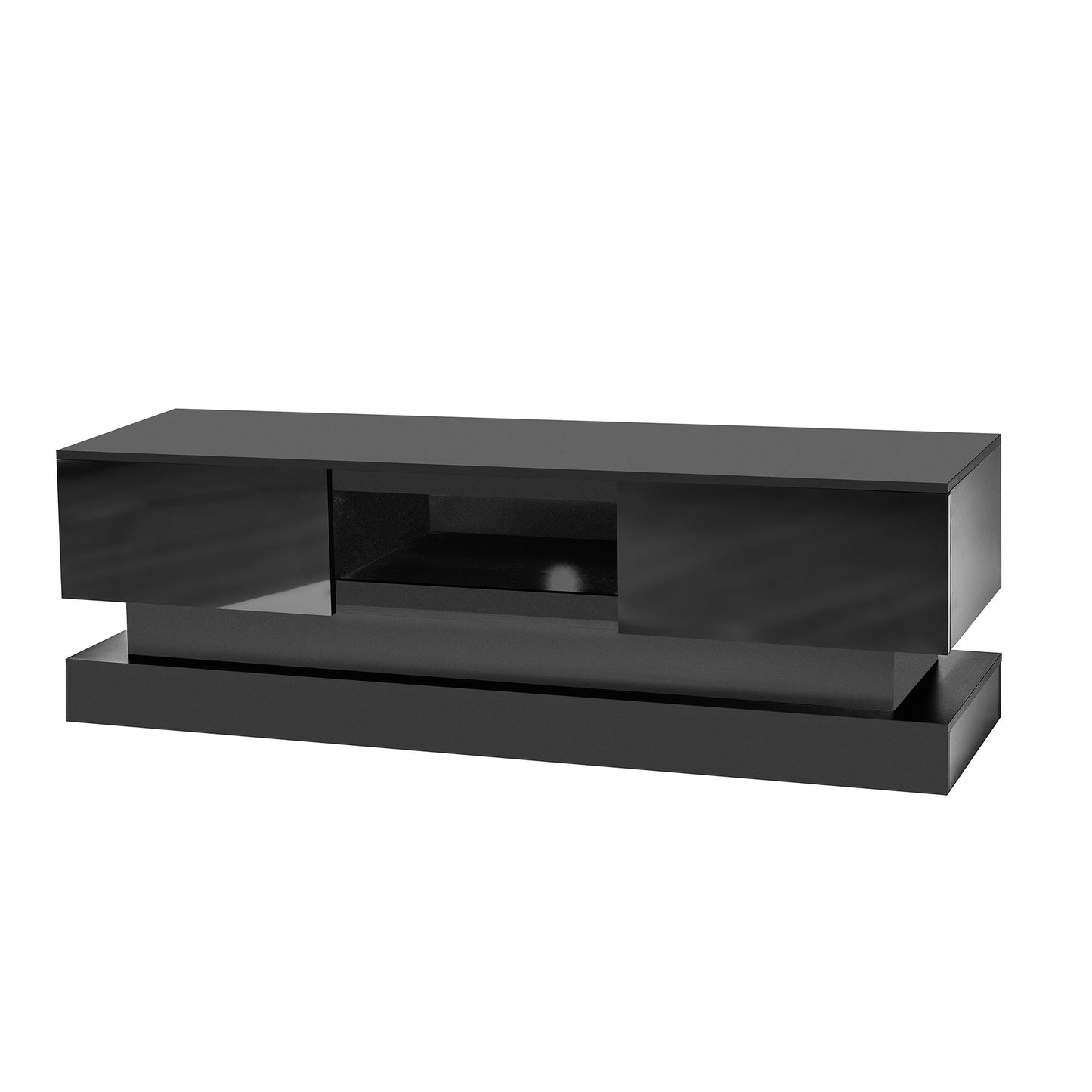 63" Modern TV Stand with LED Lights - Black