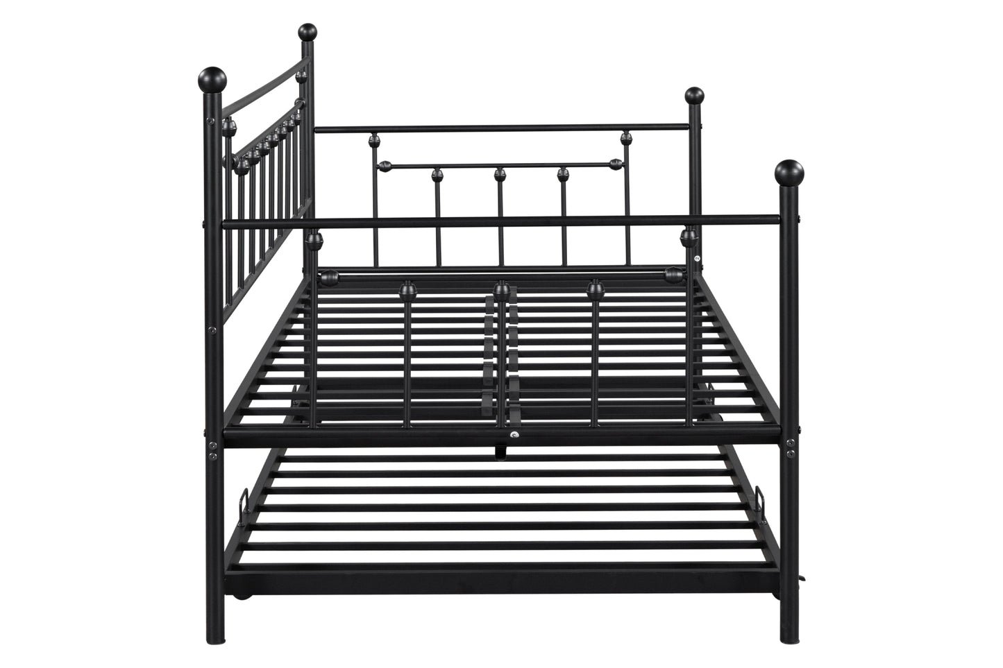 Metal Twin Daybed with Trundle/ Heavy-duty Sturdy Metal/ Noise Reduced/ Trundle for Flexible Space/ Vintage Style/ No Box Spring Needed