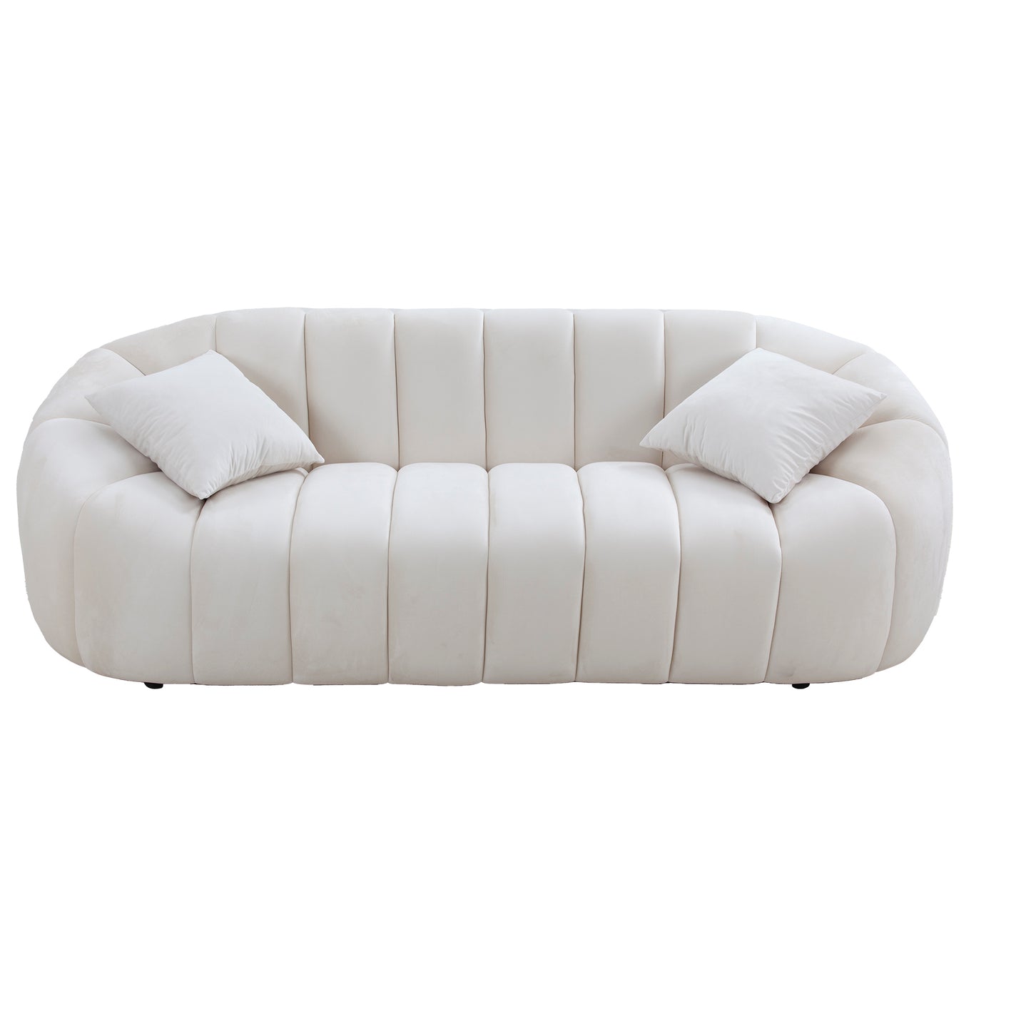 3 Seater Modern Sofa with Deep Channel Tufted Performance Velvet Sofa for Living Room