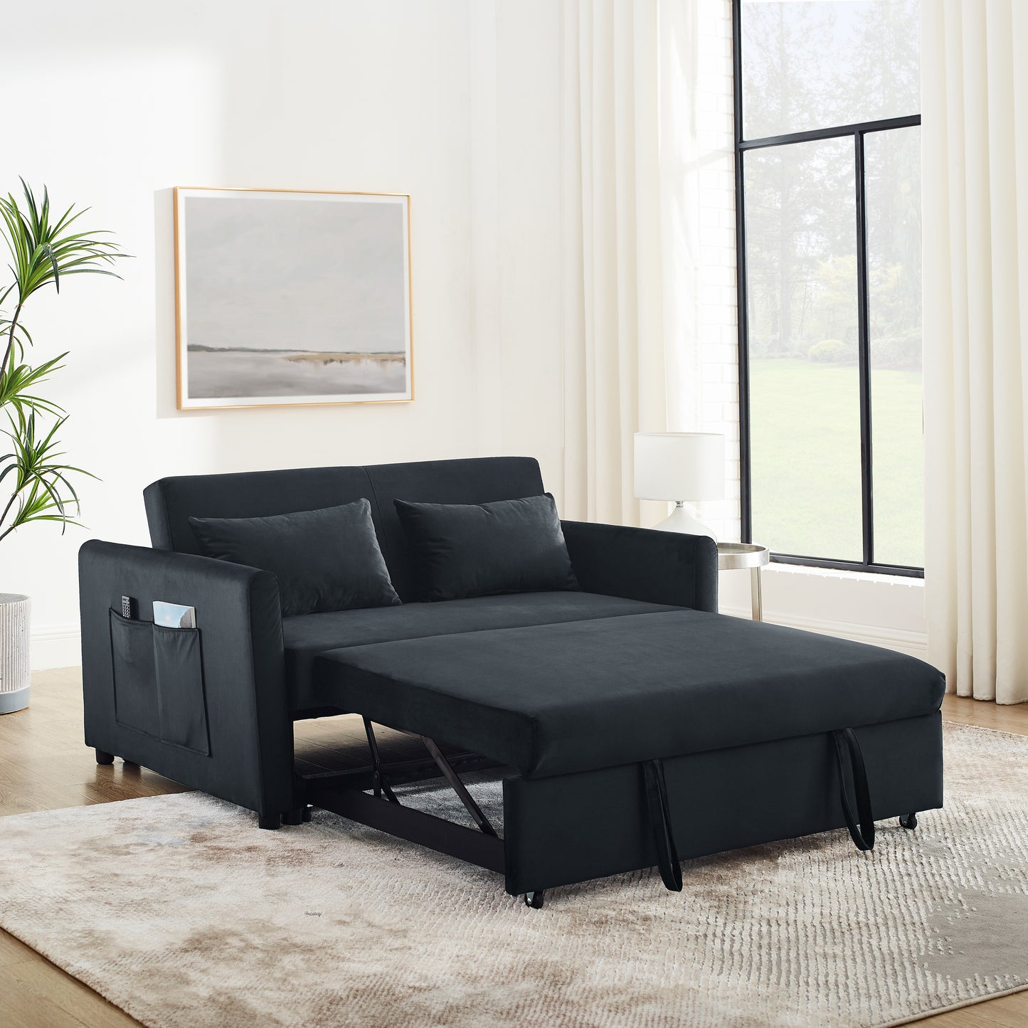 3-in-1 Versatile Velvet Convertible Sofa Bed