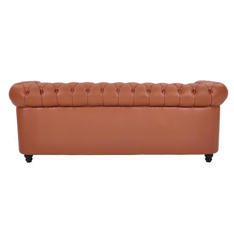 classic sofa 3-seat genuine leather solid wood oak feet