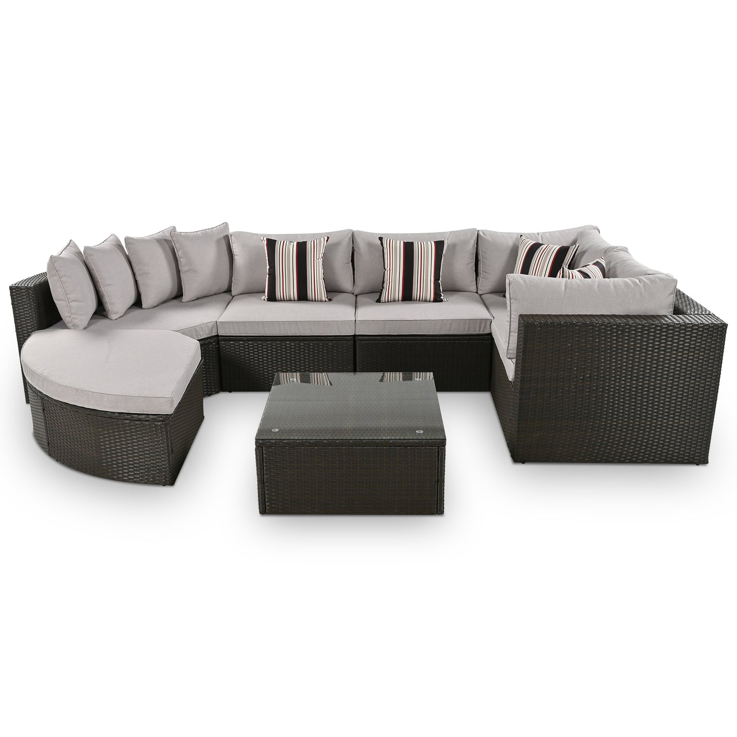 Modern 6-Seater Grey Wicker Patio Furniture Set