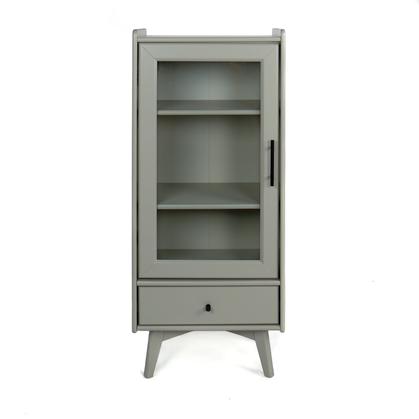 Modern Bathroom Storage Cabinet & Floor Standing cabinet with Glass Door with Double Adjustable Shelves and One Drawer, Extra Storage Space on Top, Gray(19.75"×13.75"×46")