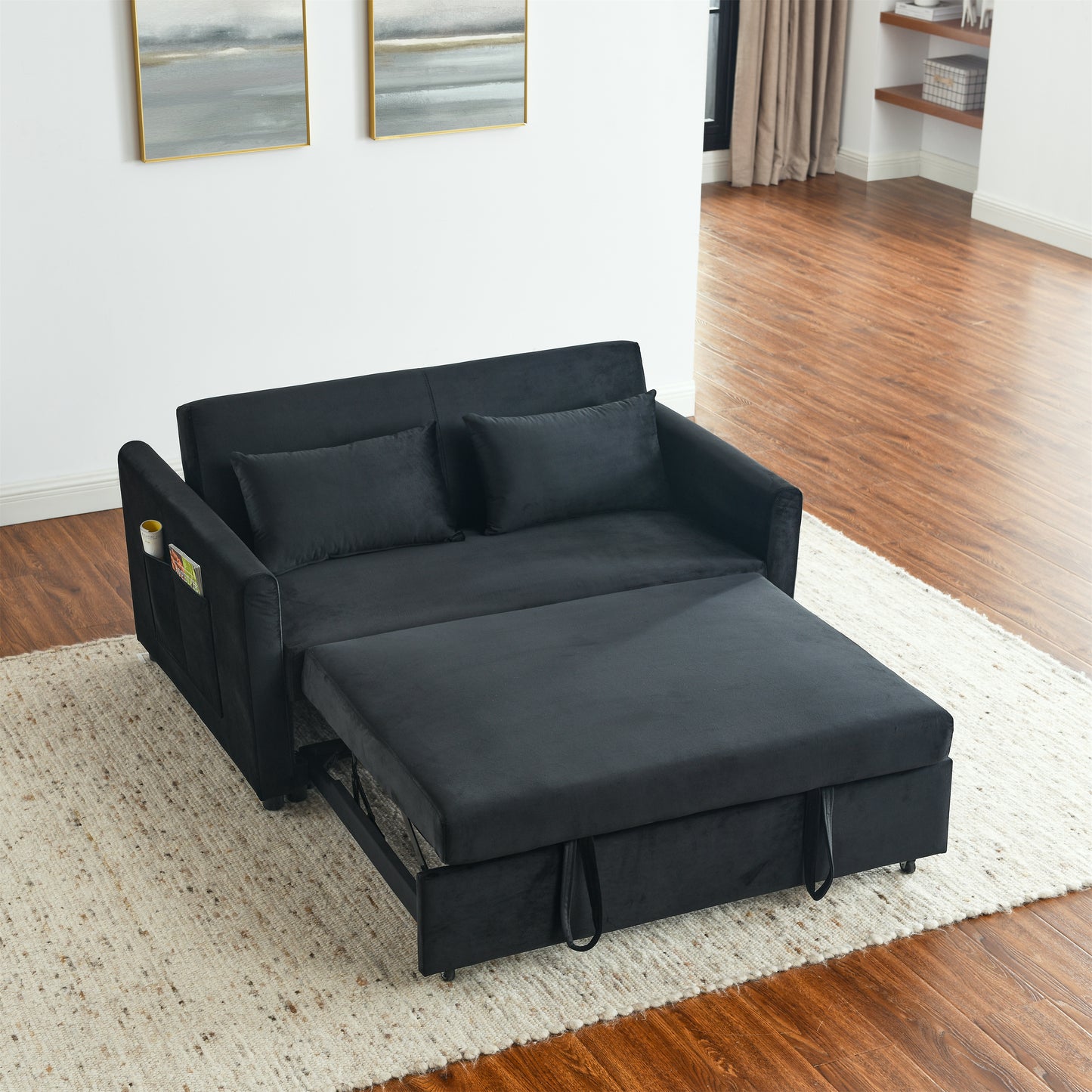 3-in-1 Versatile Velvet Convertible Sofa Bed