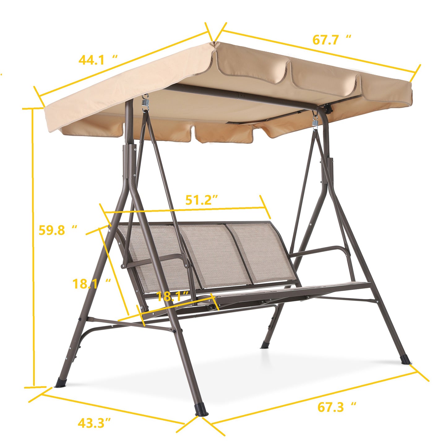 Outdoor Patio Swing for 3 Persons