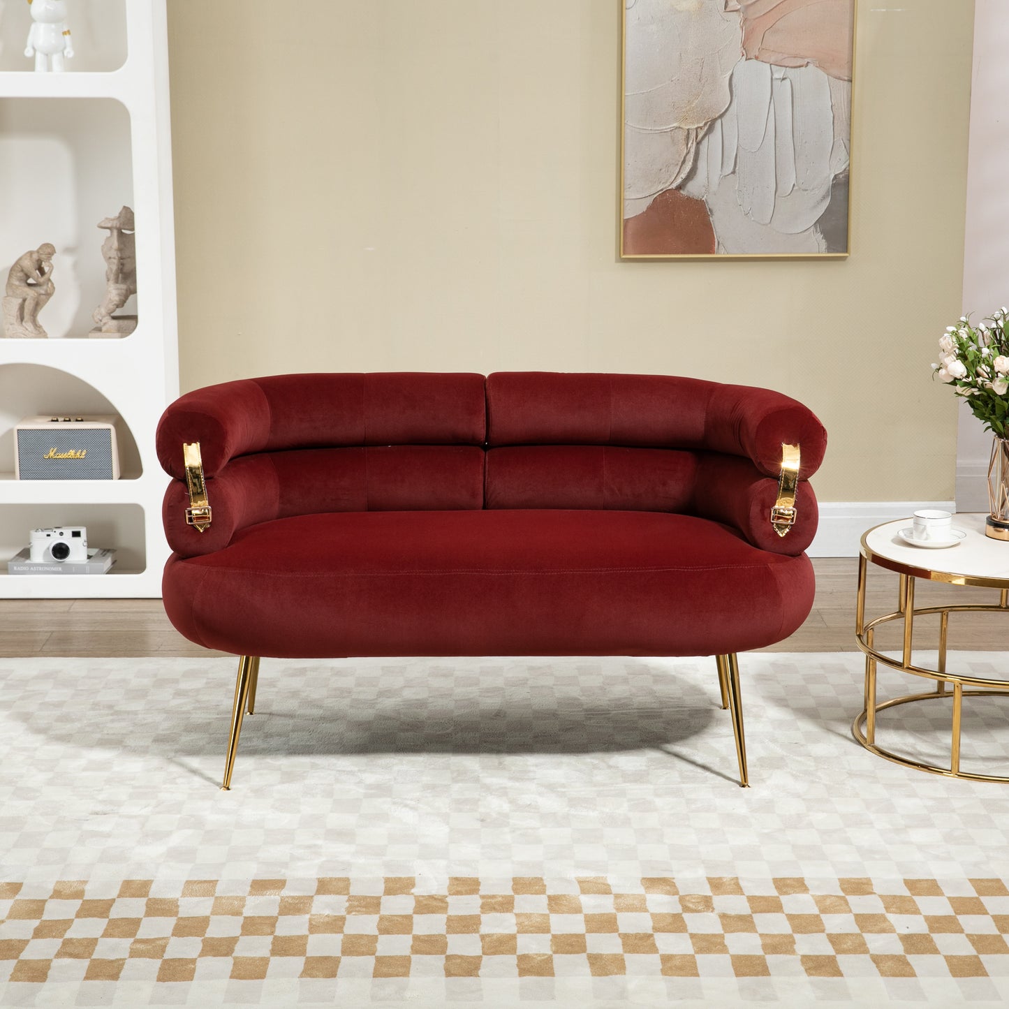 Accent Chair with Golden feet, red