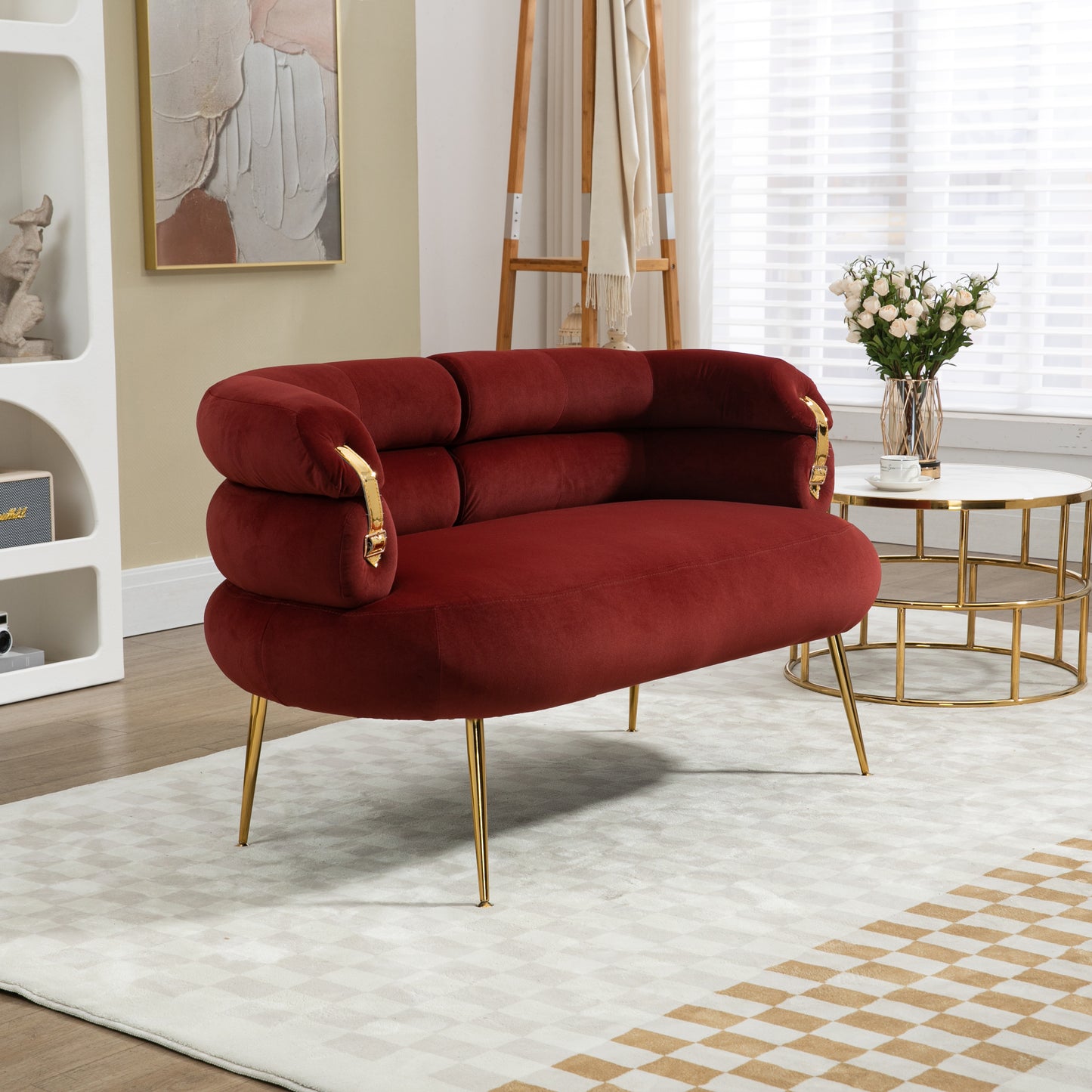 Accent Chair with Golden feet, red