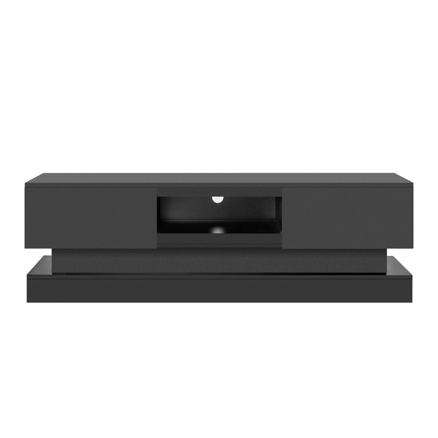 63" Modern TV Stand with LED Lights - Black