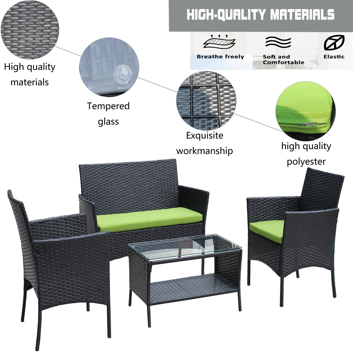 4pcs Rattan Patio Furniture Set