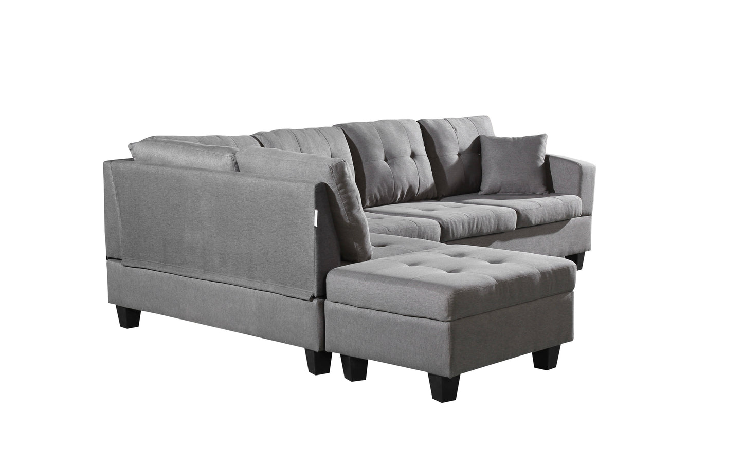 Fabric left Chaise Living Room Sofa Set with Storage Ottoman