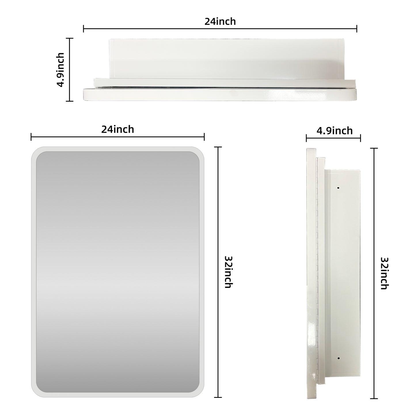 24x32 inch White Metal Framed Wall mount or Recessed Bathroom Medicine Cabinet with Mirror