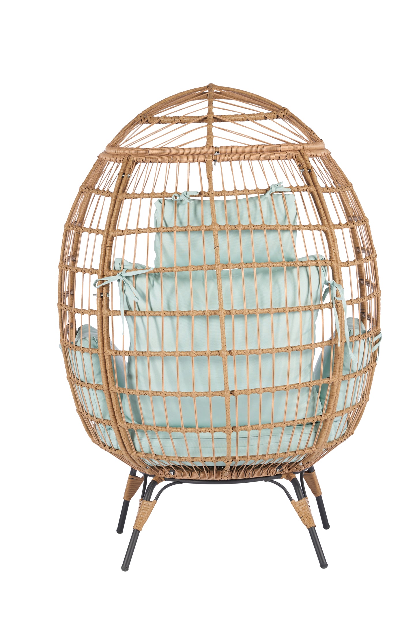 Wicker Egg Chair, Oversized Indoor Outdoor Lounger- Light Blue