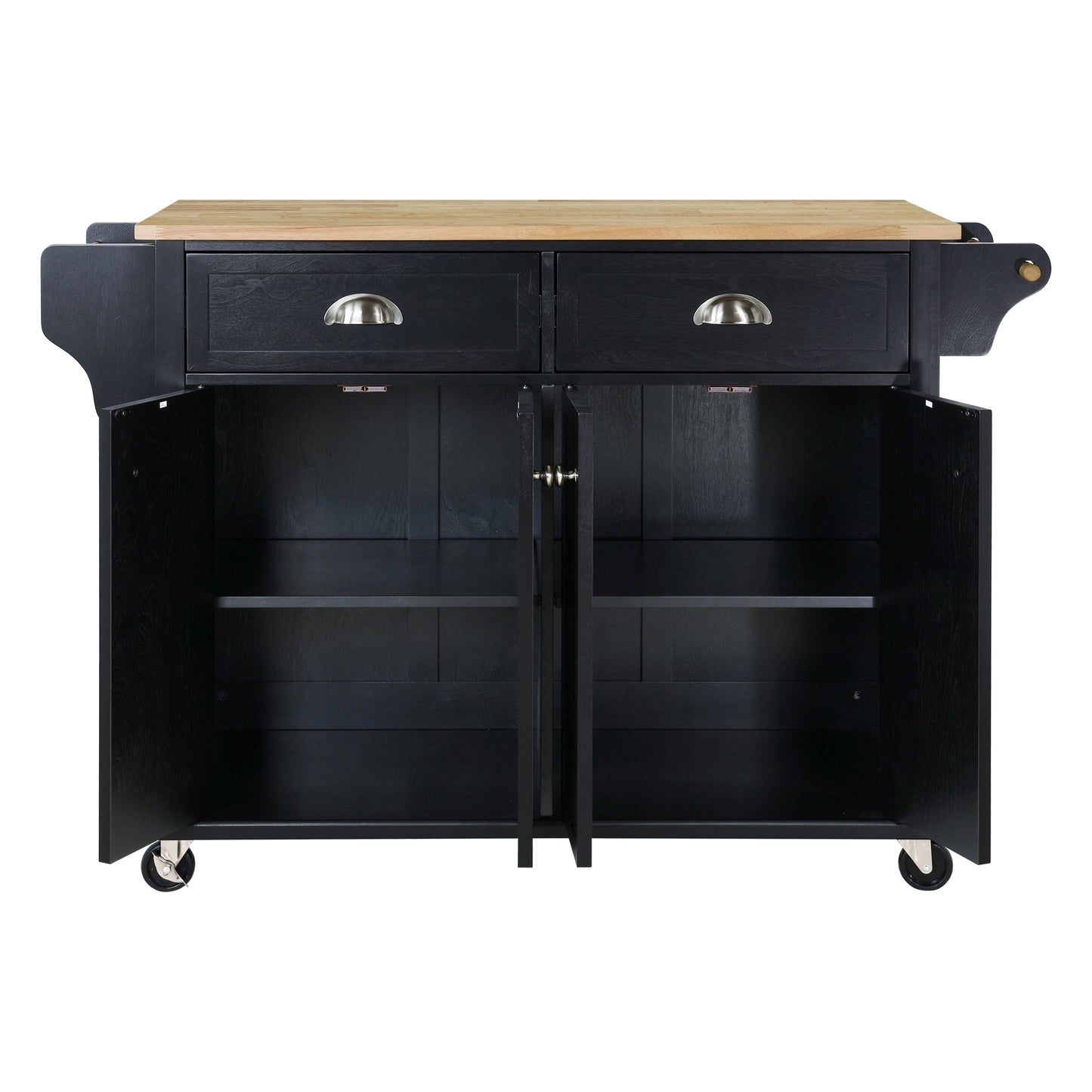 Cambridge Natural Wood Top Kitchen Island with Storage