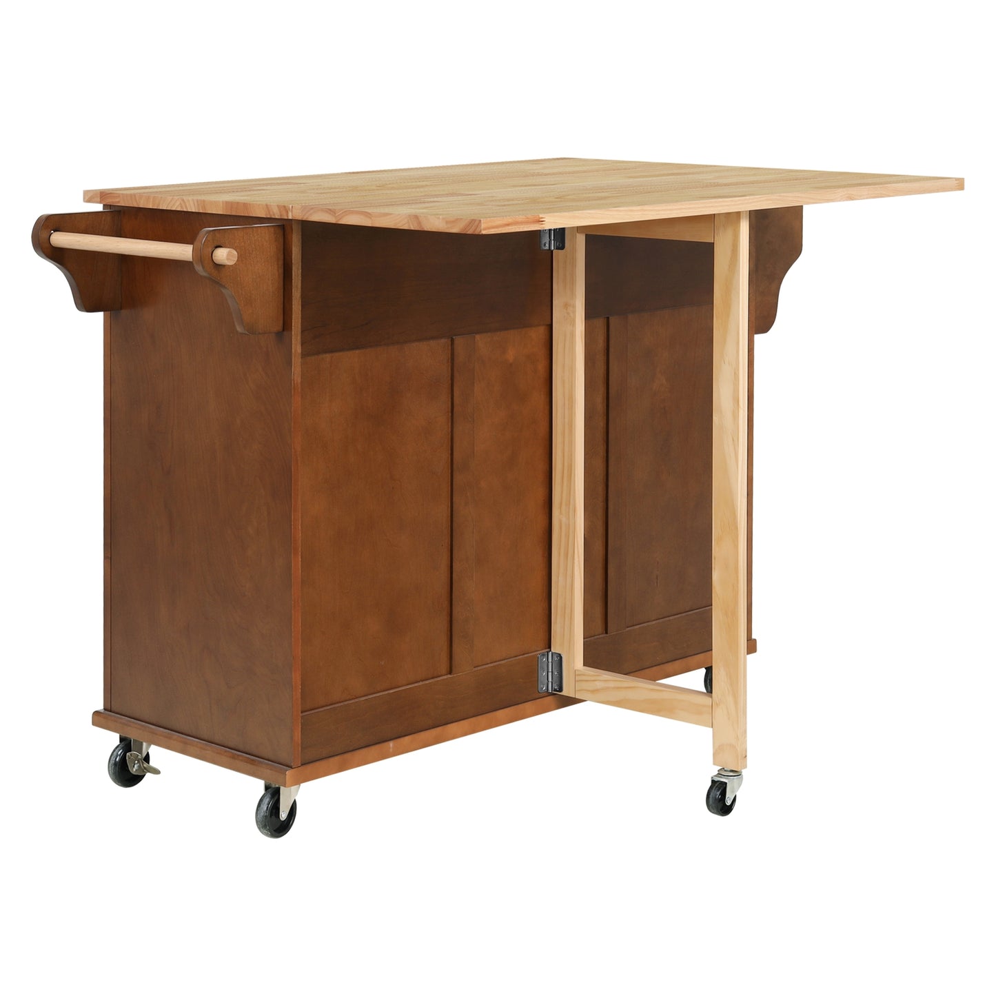 Cambridge Natural Wood Top Kitchen Island with Storage