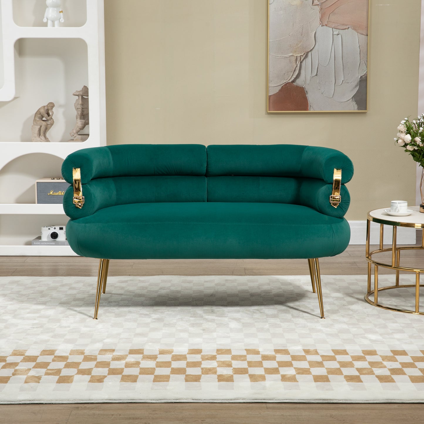 Accent Chair with Golden feet, green