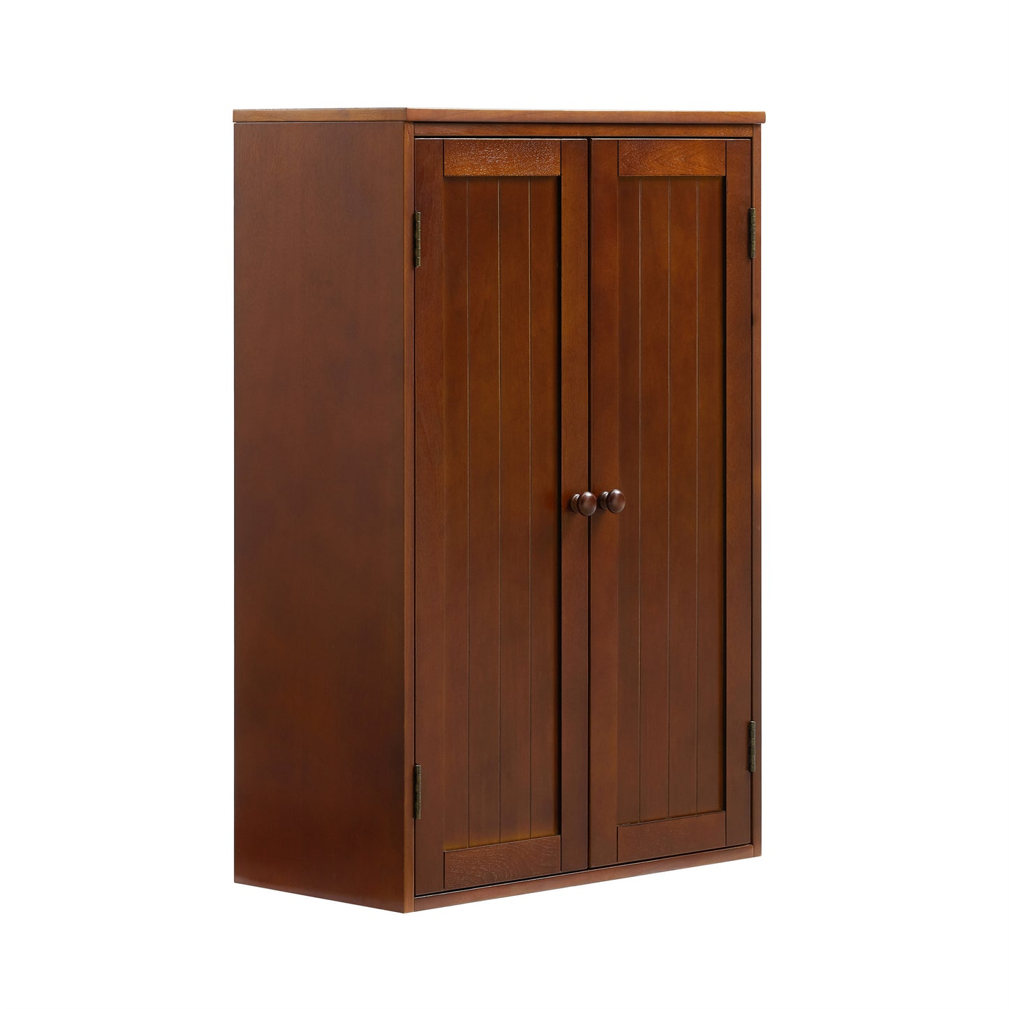 Bathroom Storage Cabinet Freestanding Wooden Floor Cabinet with Adjustable Shelf and Double Door Walnut