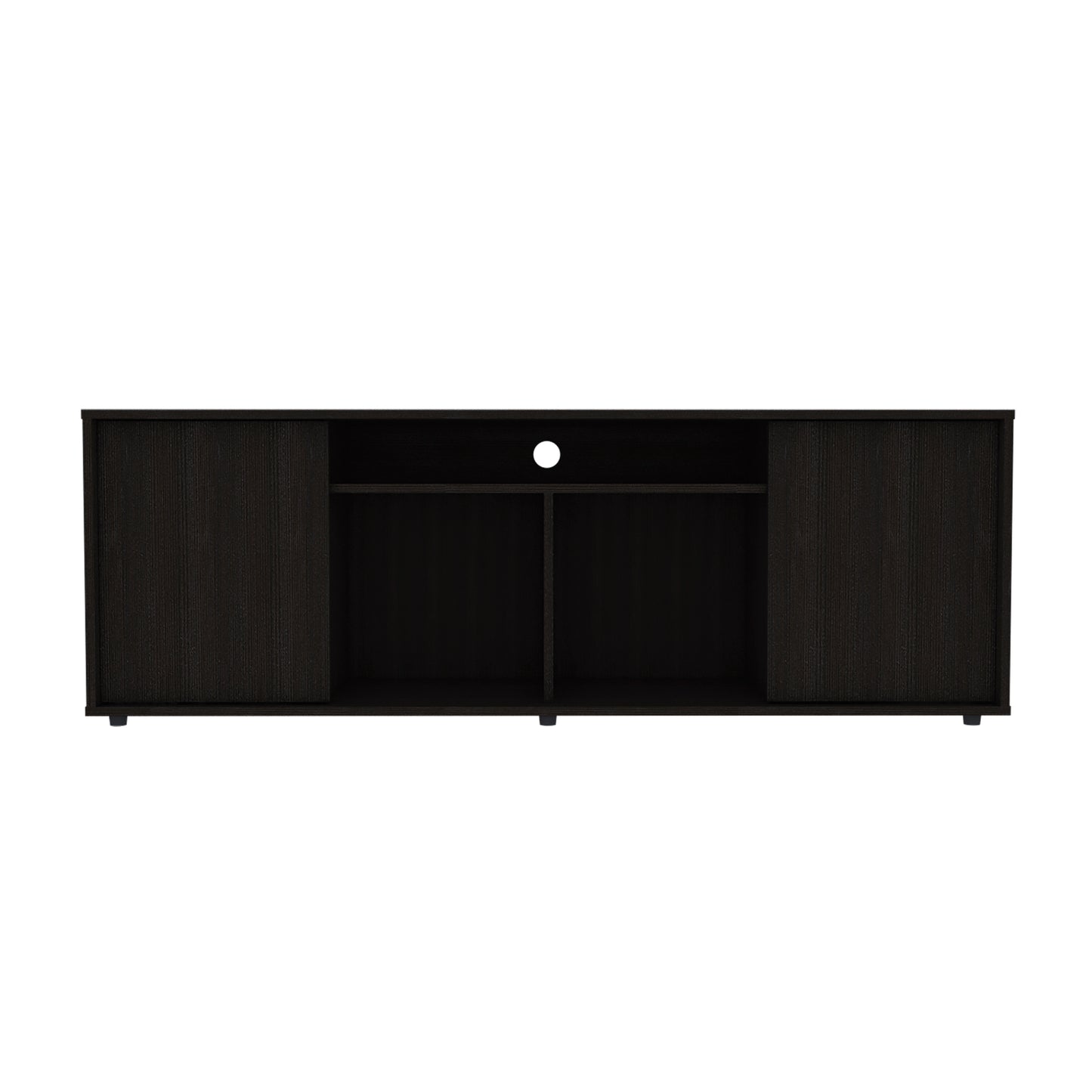 Prana Tv Stand fot TV´s up 60" Four Shelves, Two Cabinets With Single Door -Black