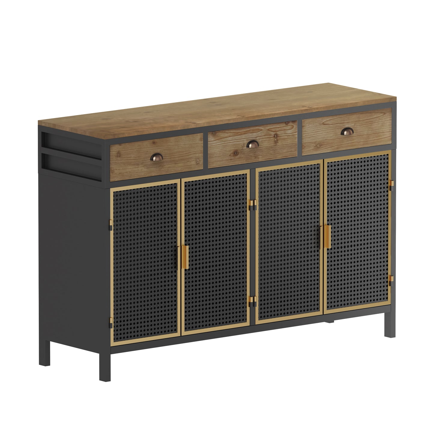 47.64" Wide 4 Doors Modern Sideboard with 3 Top Drawers