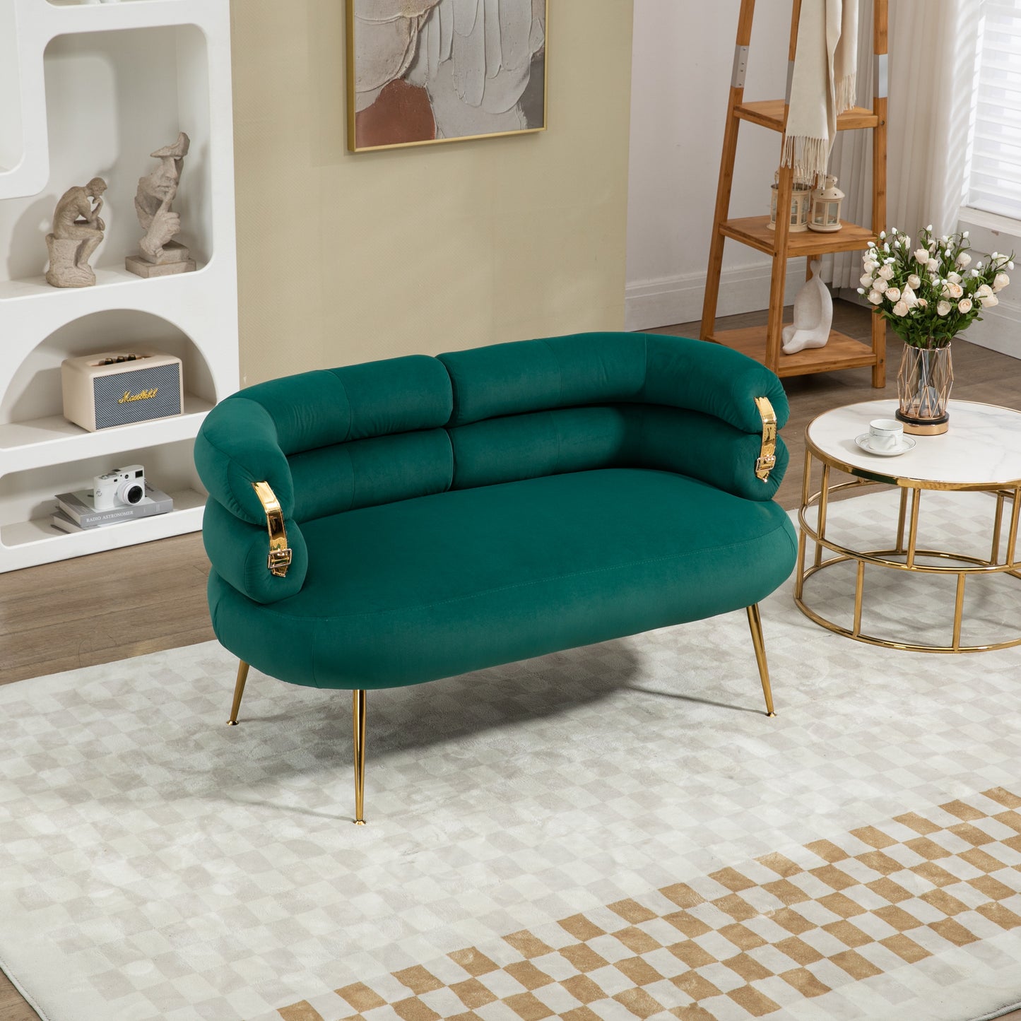 Accent Chair with Golden feet, green