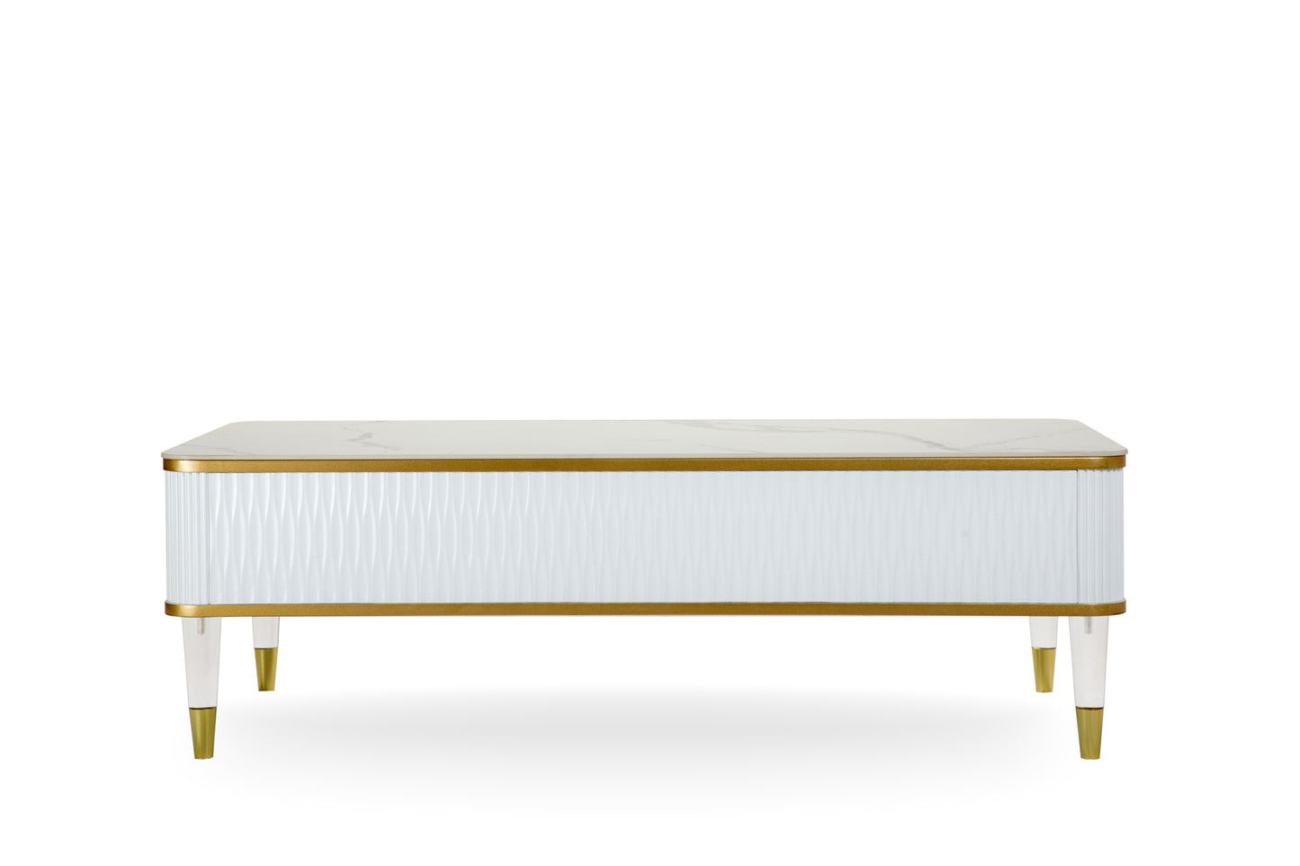 Modern White/Gold tone Coffee Table