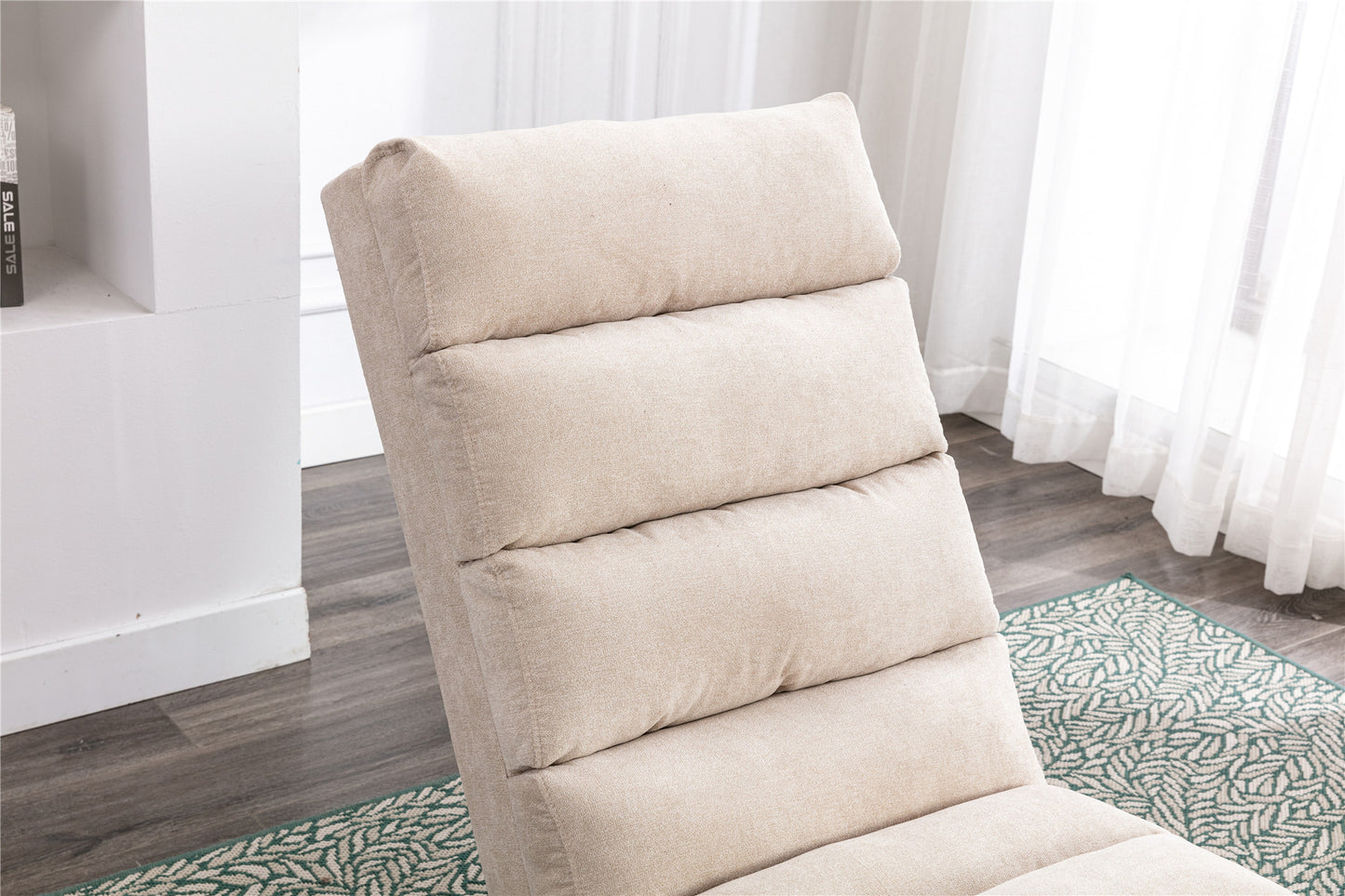 Linen Chaise Lounge Indoor Chair, beige