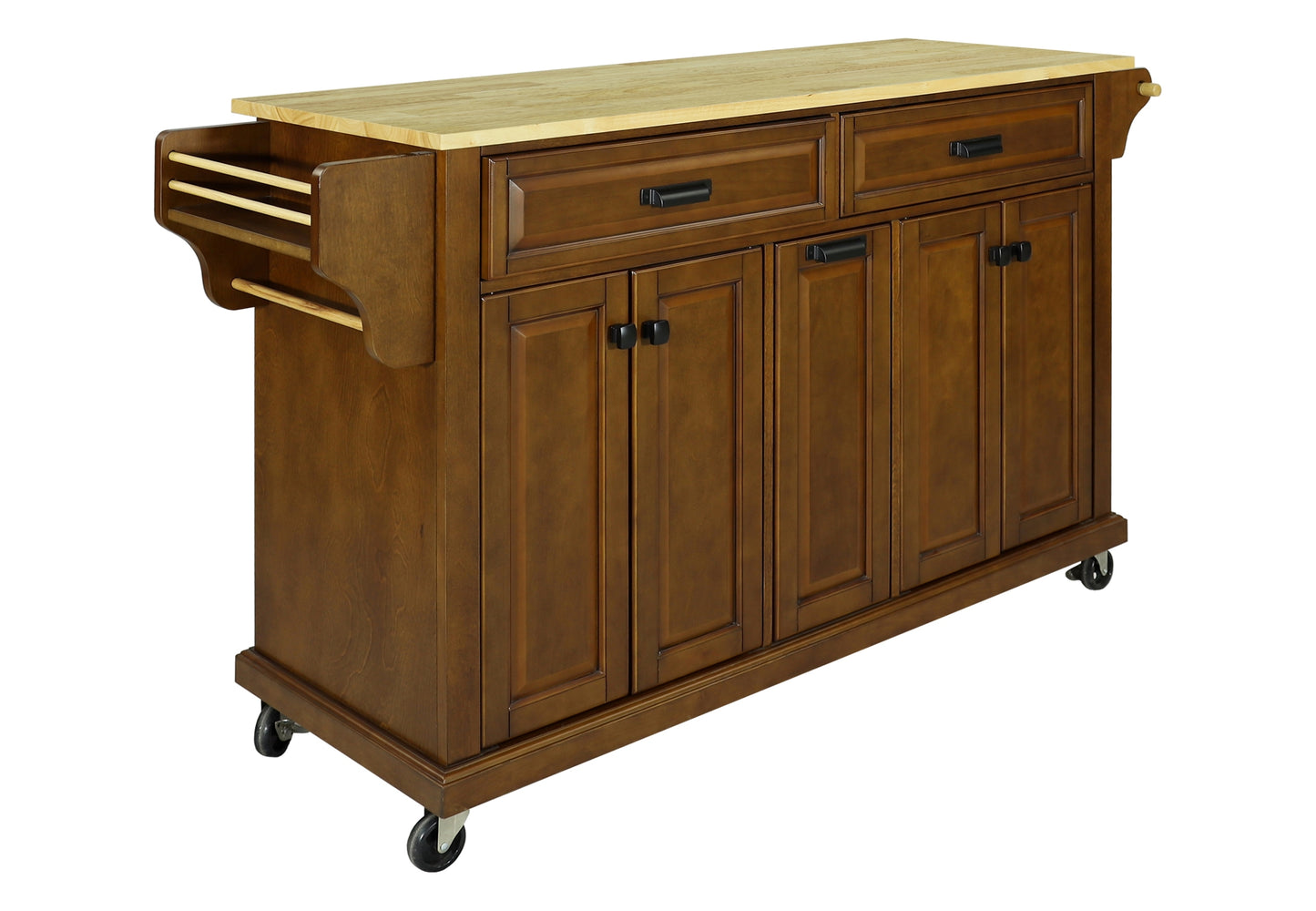 Cambridge Natural Wood Top Kitchen Island with Storage