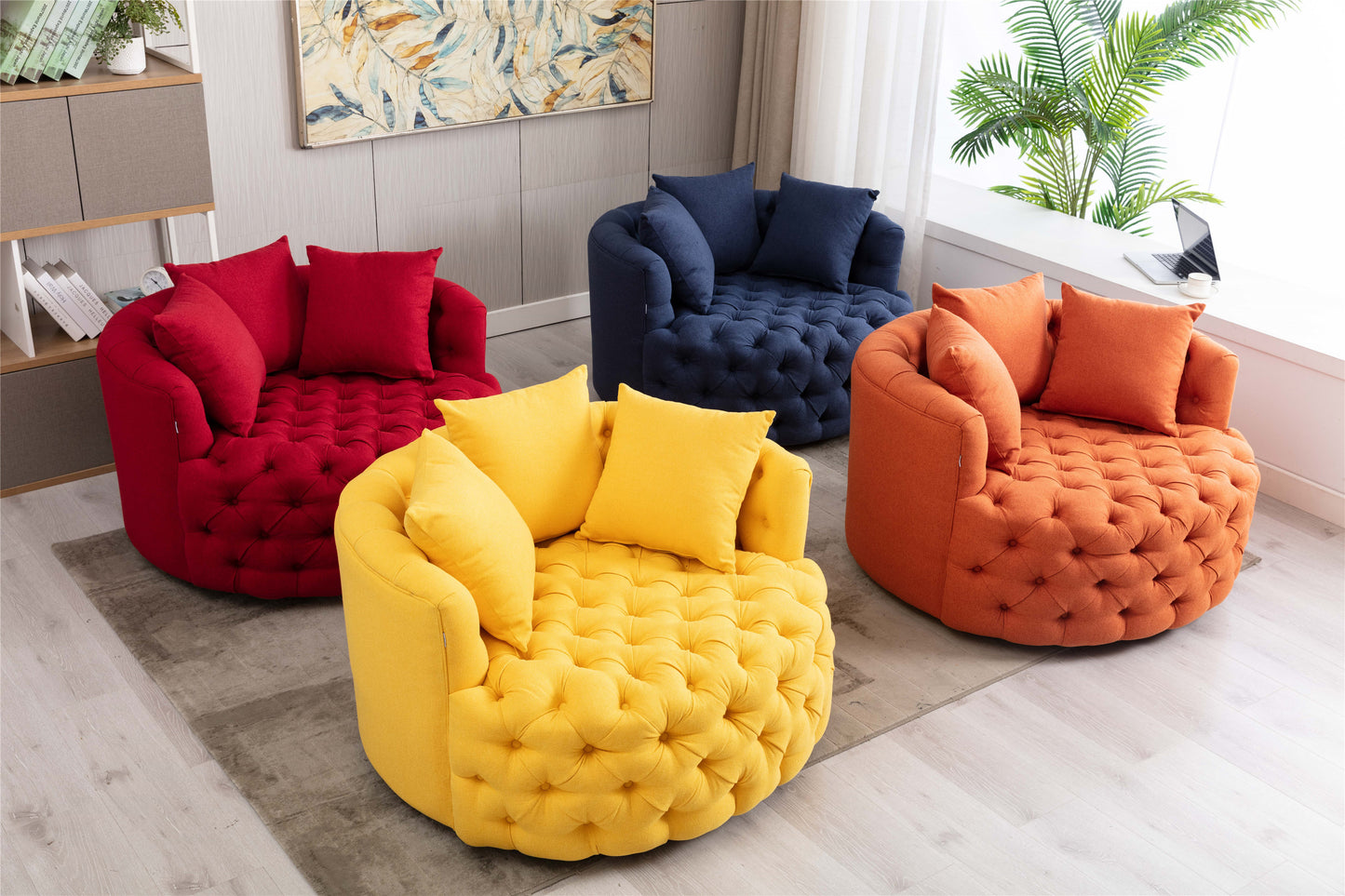 Modern Swivel Accent Chair, yellow