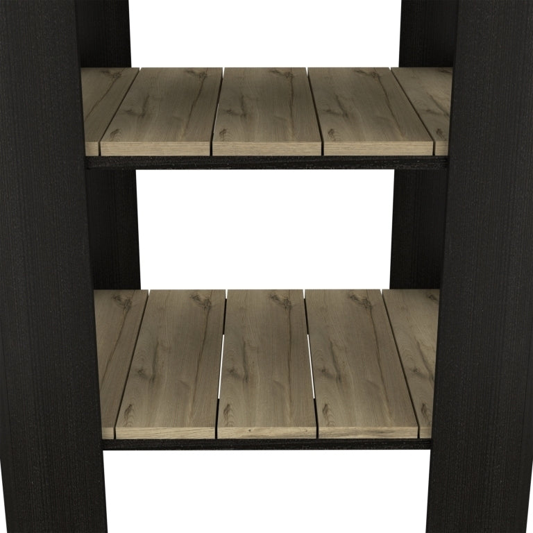 Kitchen Island 23 Inches Dozza with Single Drawer and Two-Tier Shelves, Black Wengue / Light Oak Finish