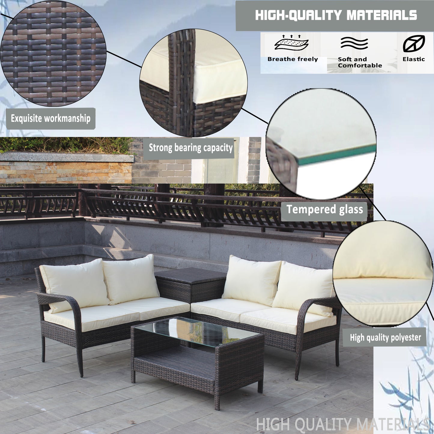 4pcs Rattan Patio Furniture Set