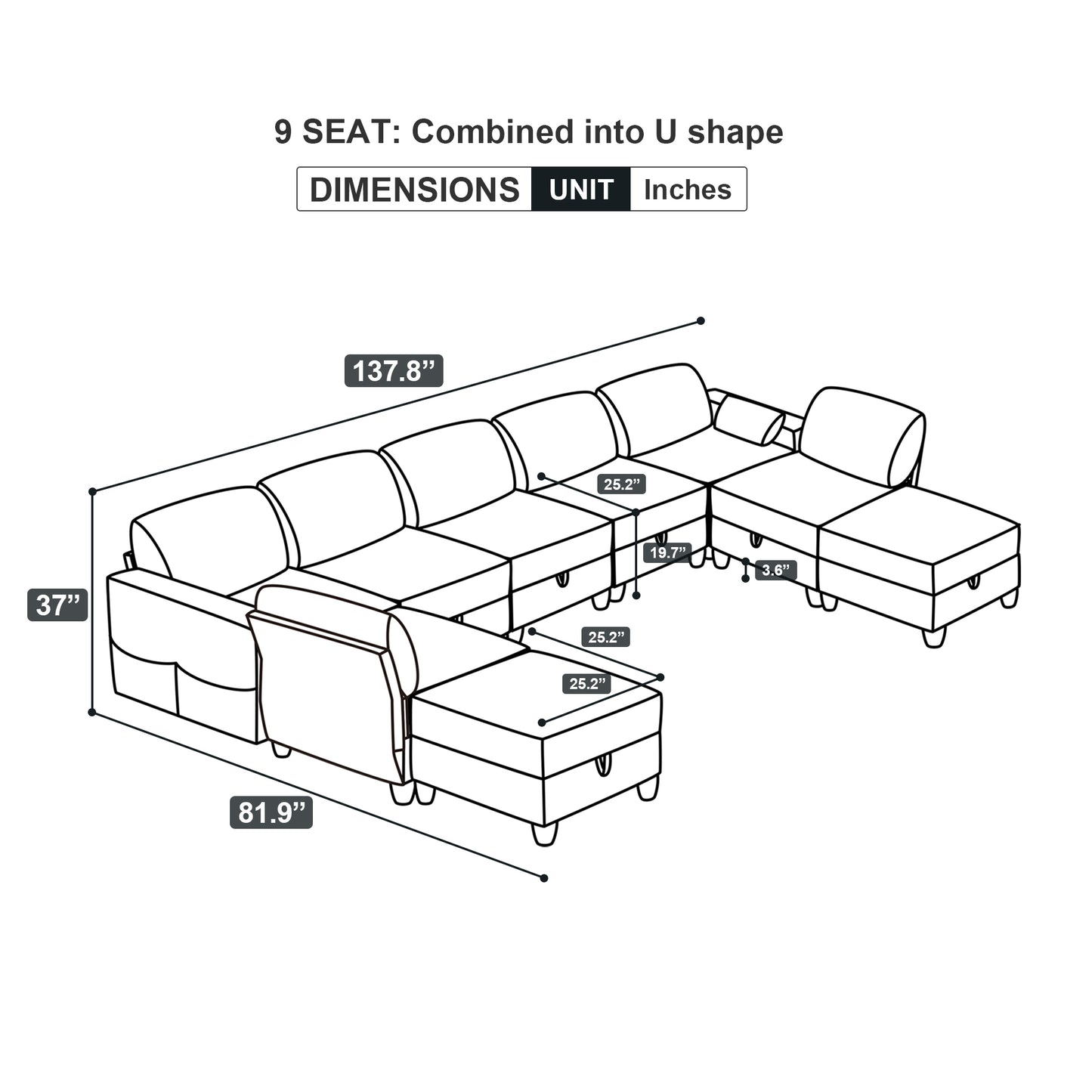 9 Seat Modular Sofa Set