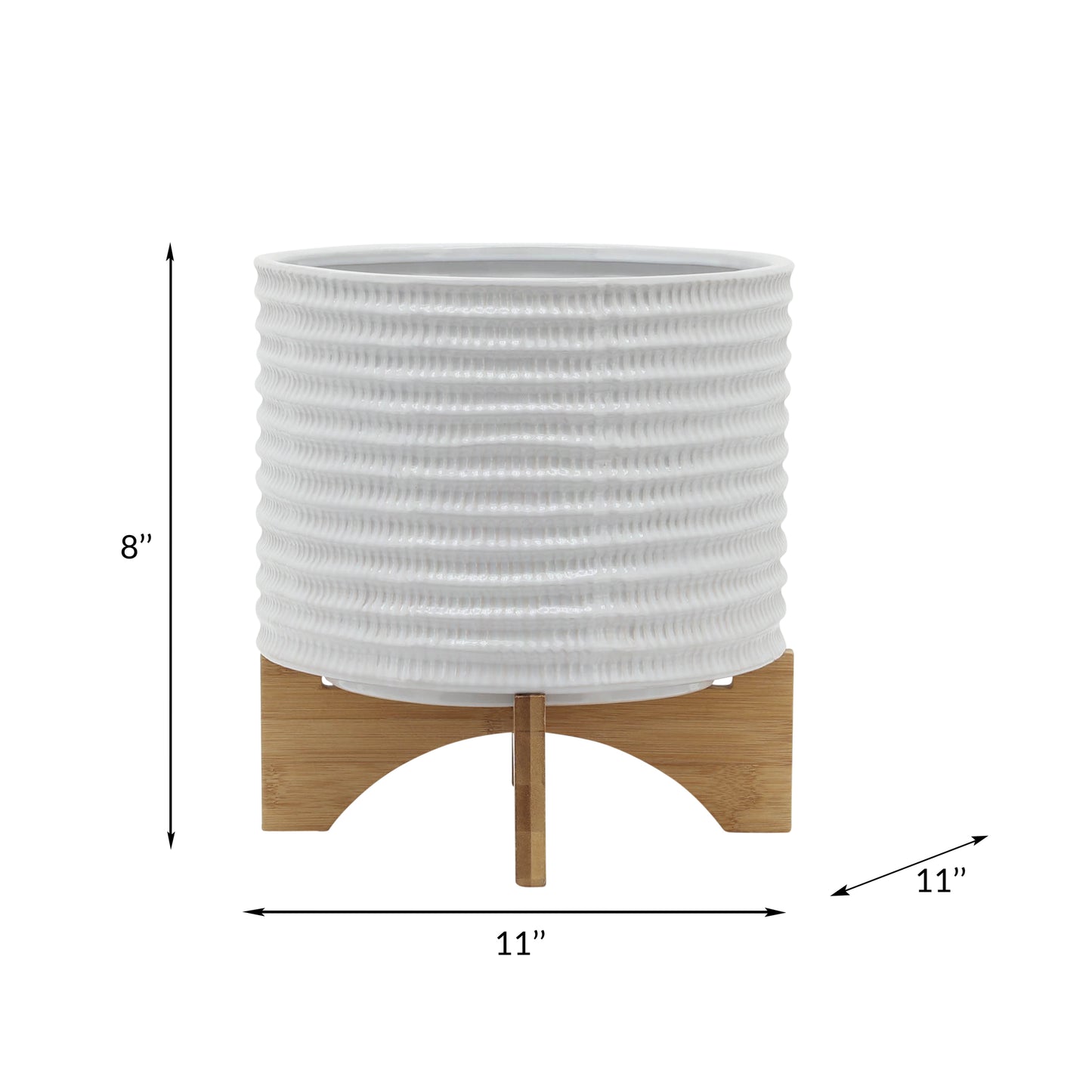 10" Textured Planter with Stand - White