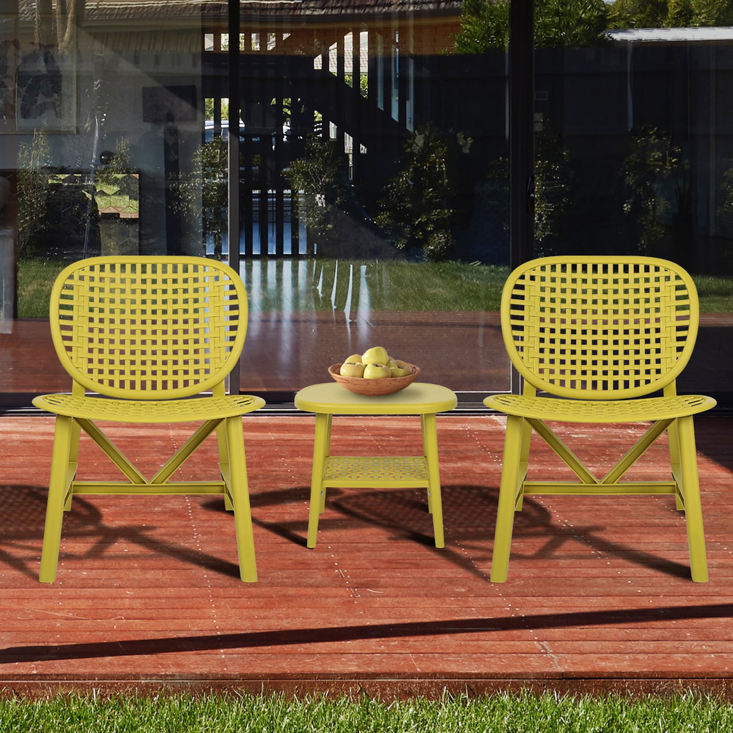 3pcs Hollow Design Patio Table Chair Set for Balcony Garden