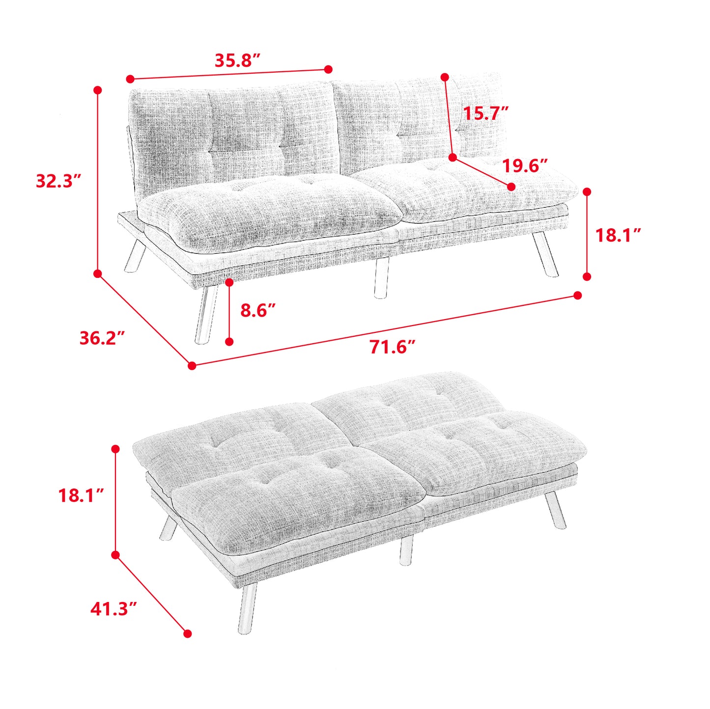 Convertible Sofa Bed Loveseat Futon