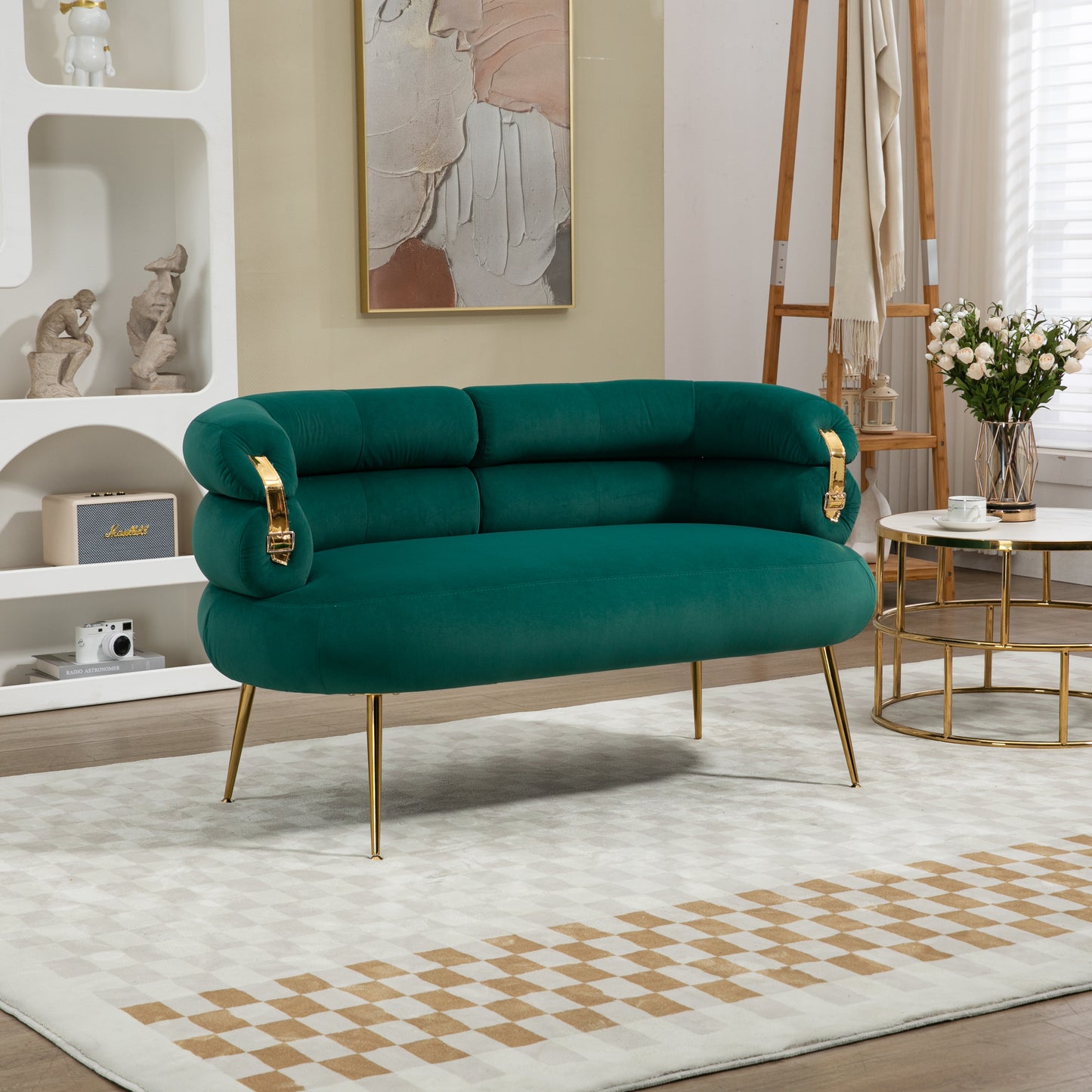 Accent Chair with Golden feet, green