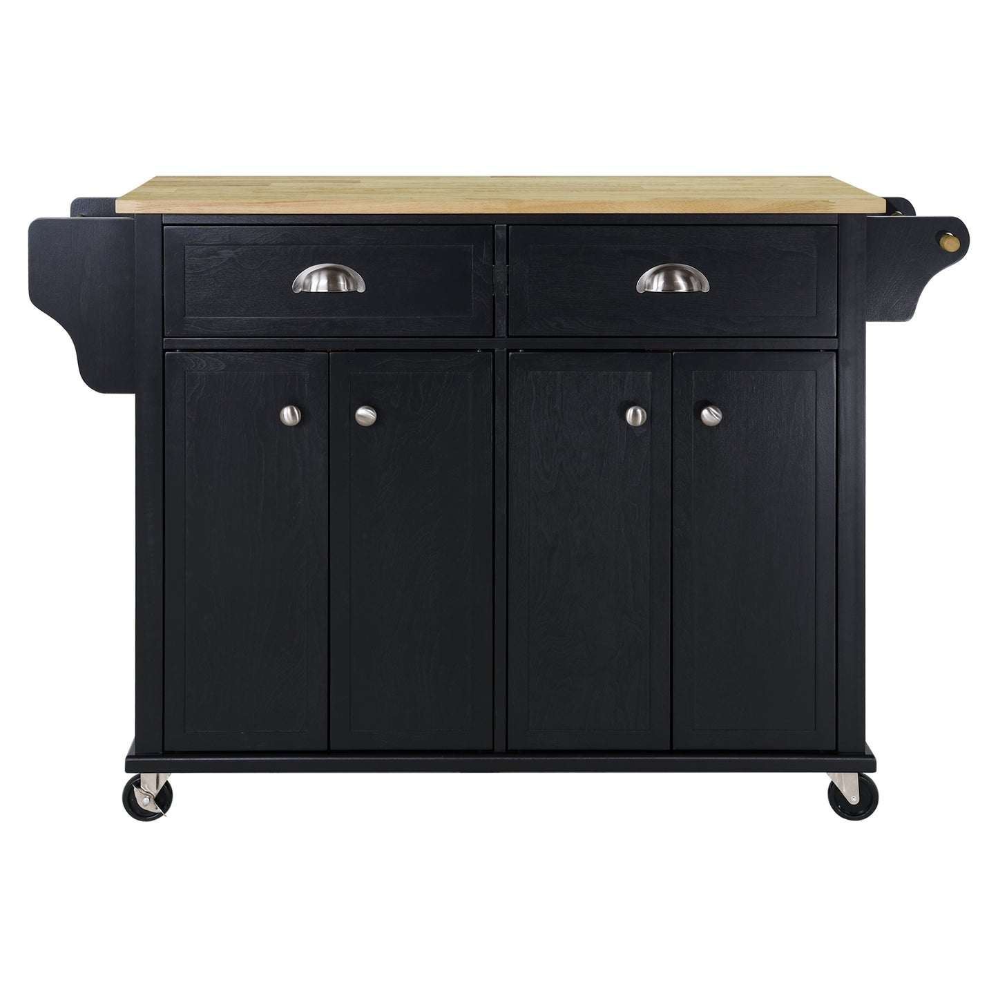 Cambridge Natural Wood Top Kitchen Island with Storage