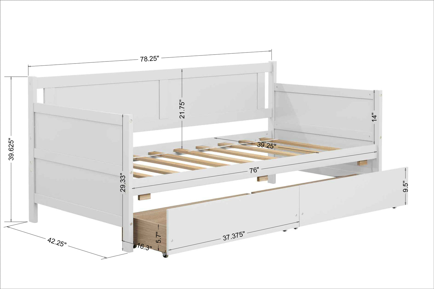 Daybed with Two Drawers - Twin